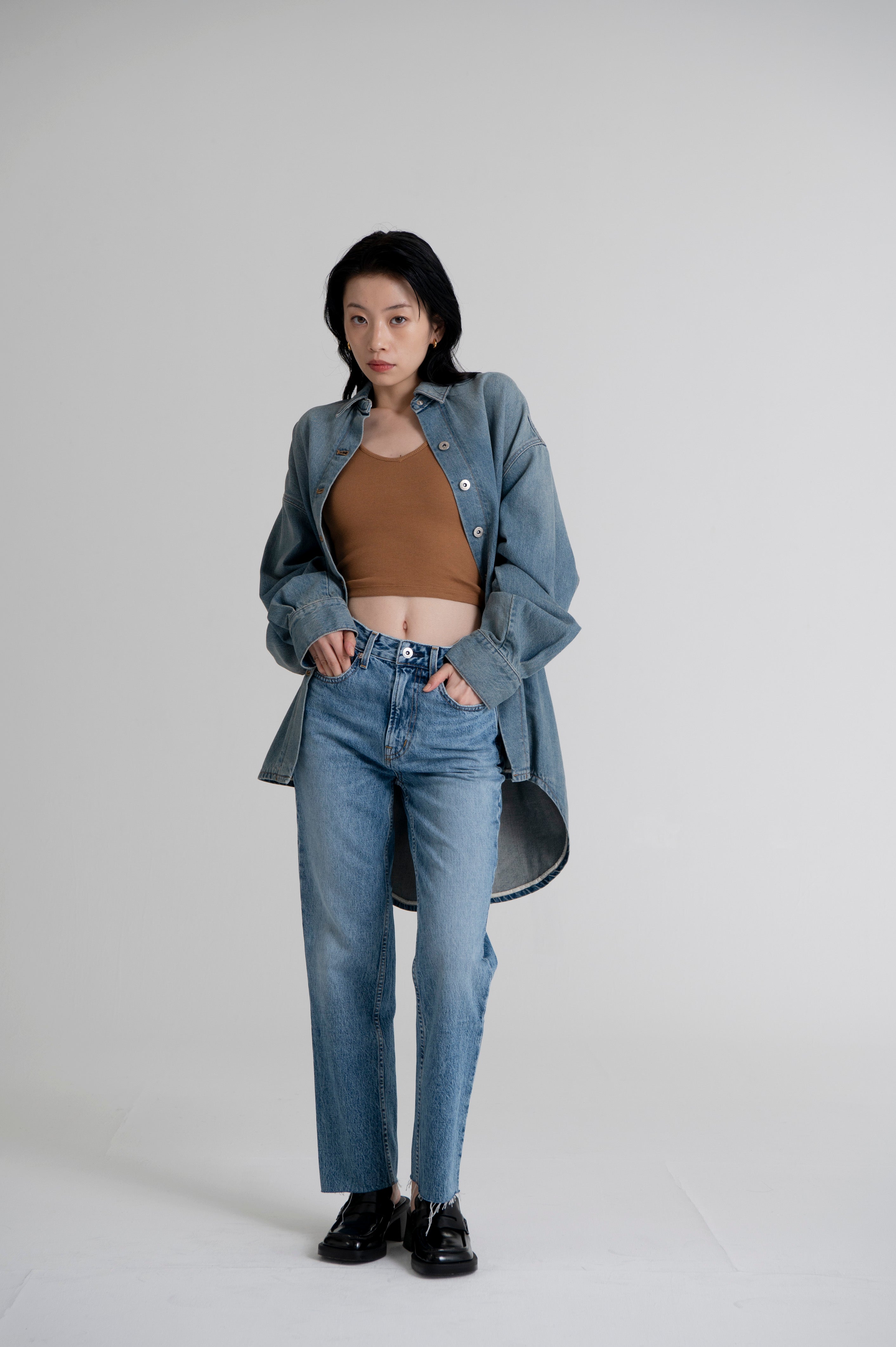 Oversized Denim Shirt Jacket Light Indigo
