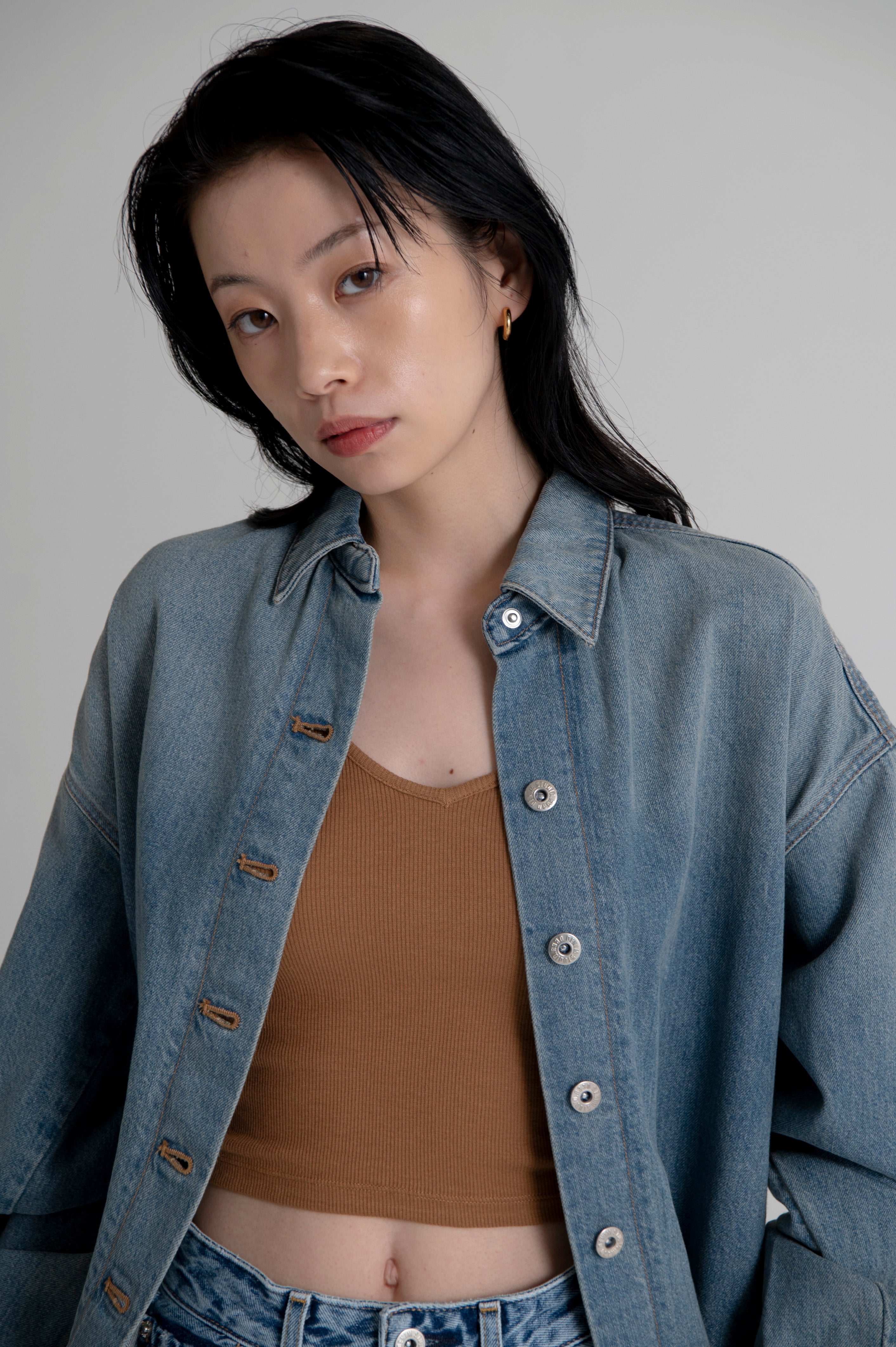 Oversized Denim Shirt Jacket Light Indigo