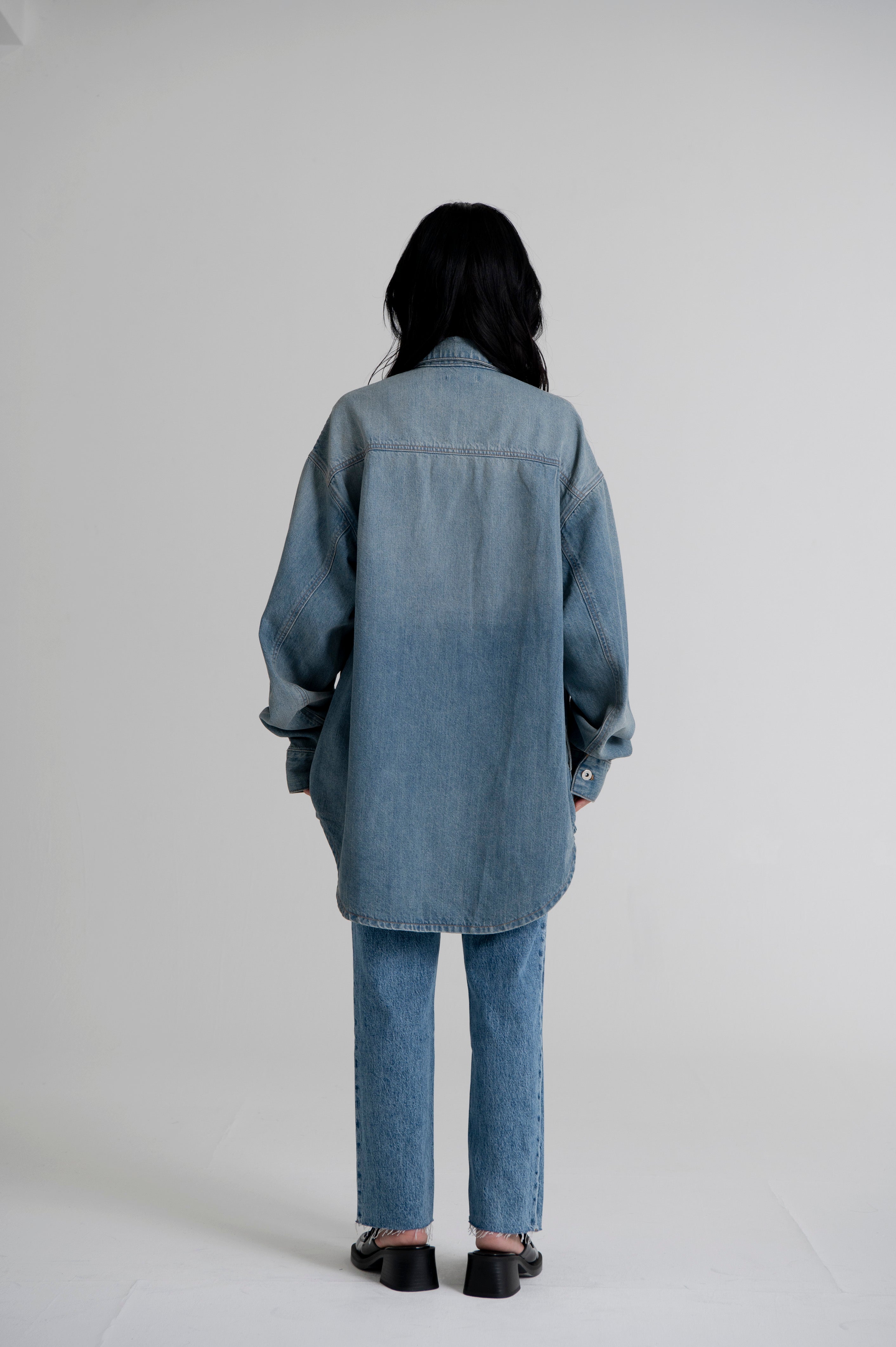 Oversized Denim Shirt Jacket Light Indigo