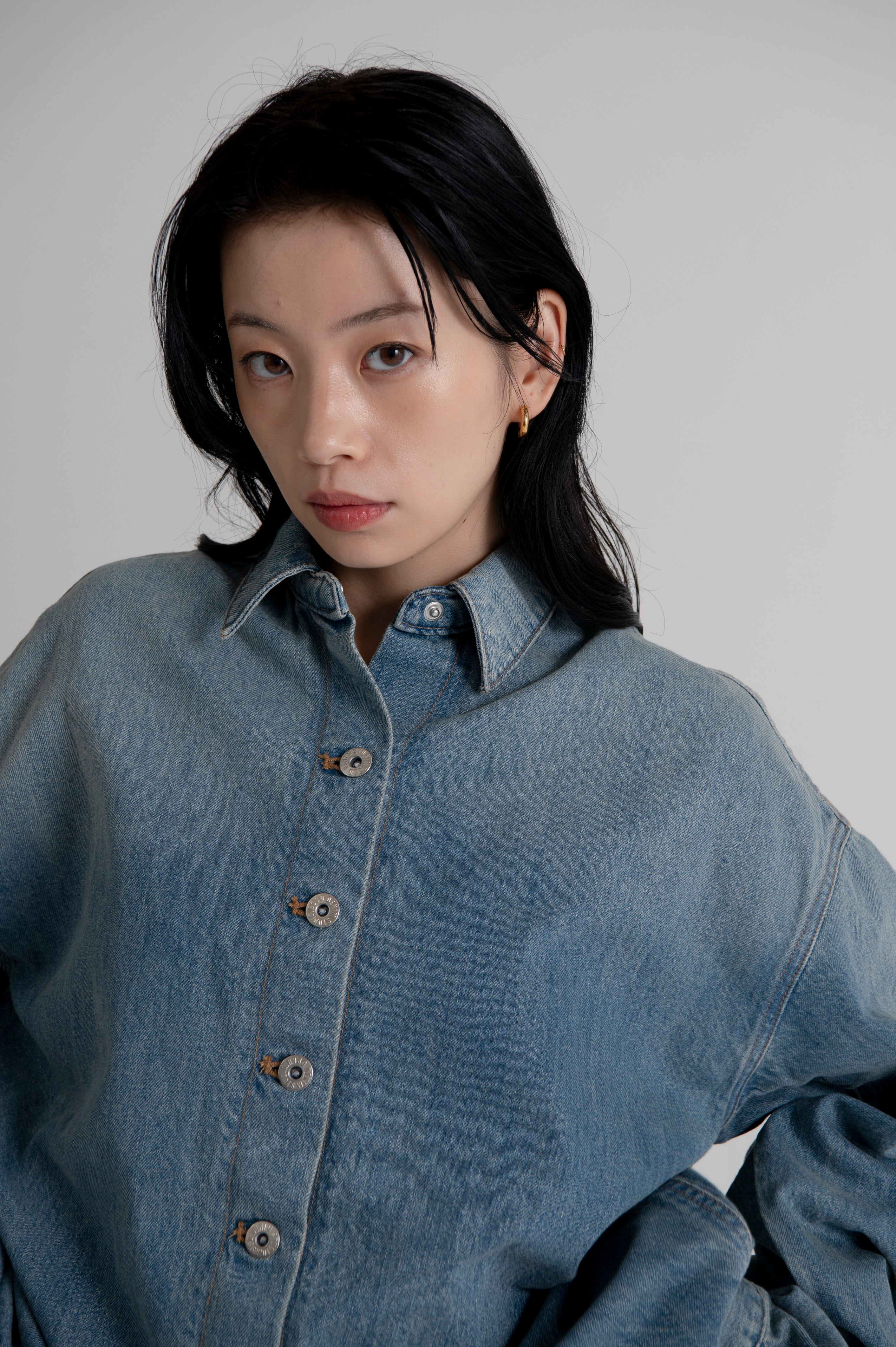 Oversized Denim Shirt Jacket Light Indigo