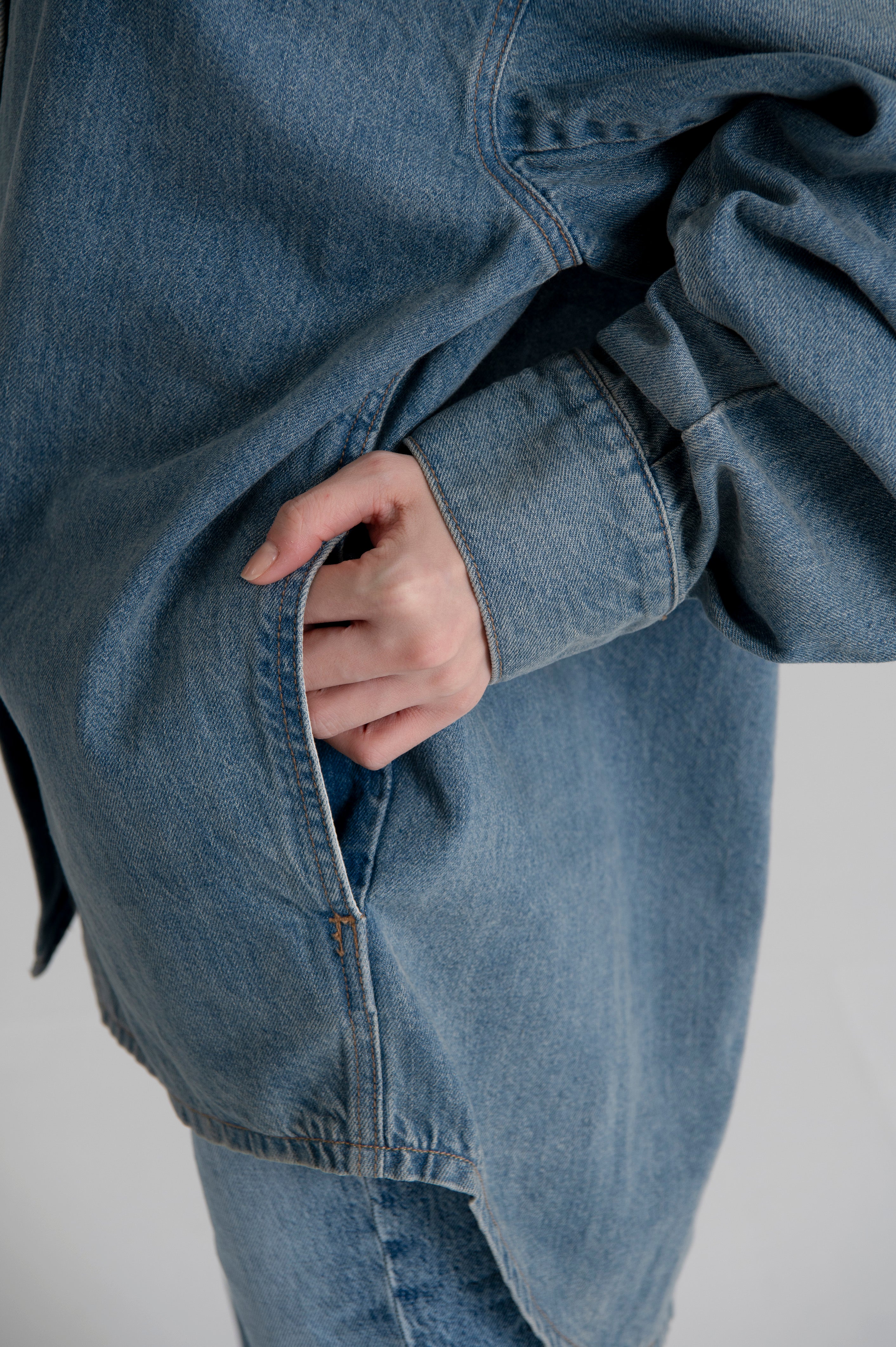 Oversized Denim Shirt Jacket Light Indigo