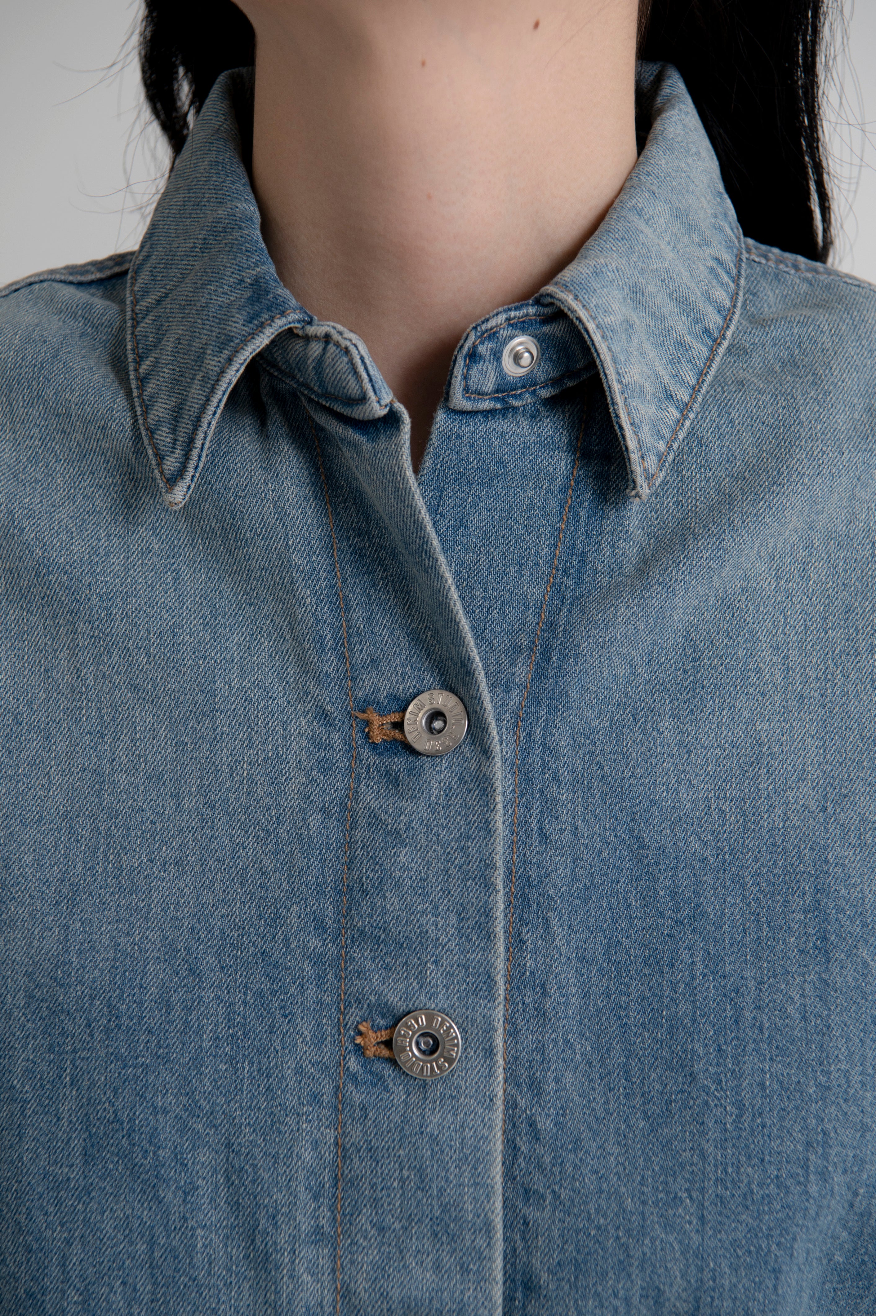 Oversized Denim Shirt Jacket Light Indigo