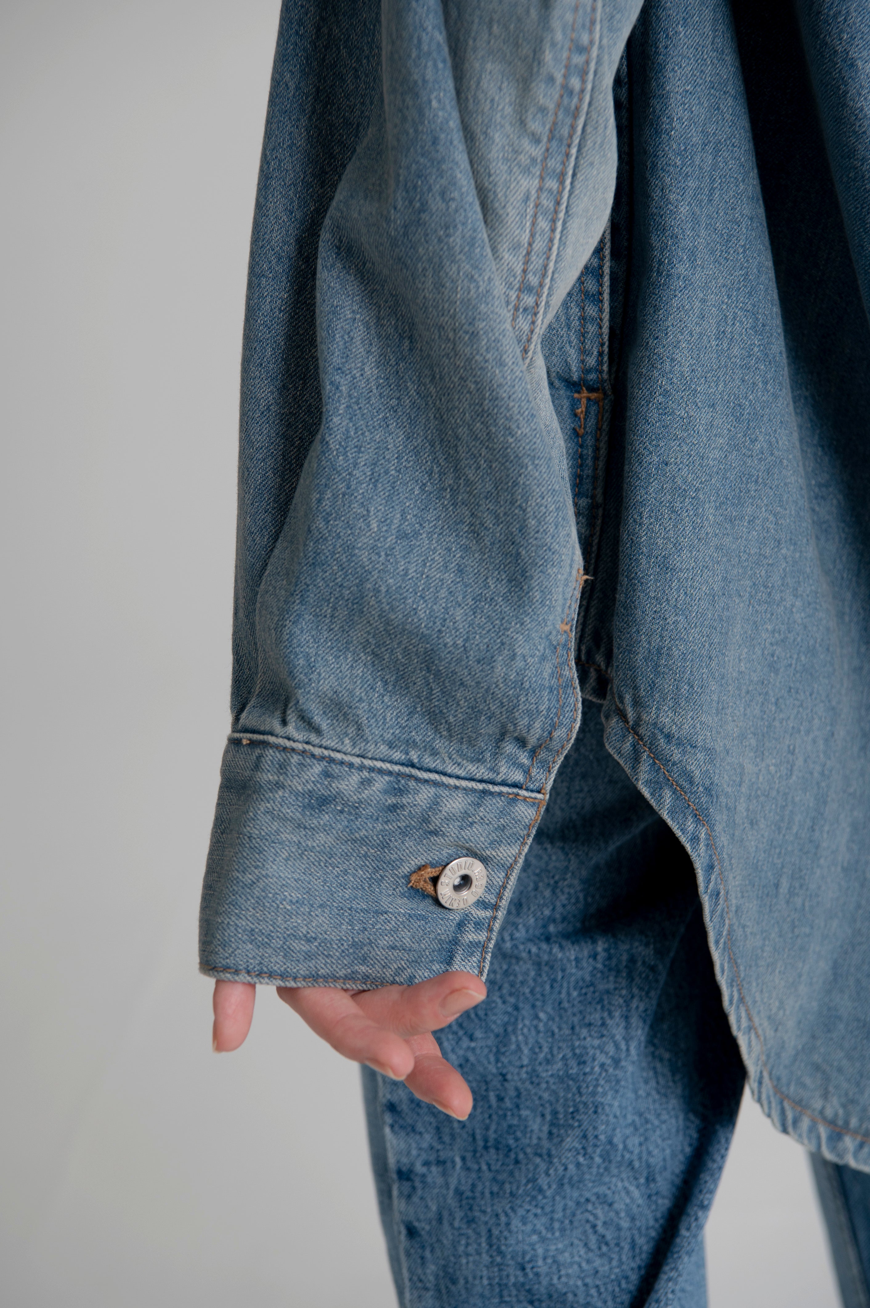 Oversized Denim Shirt Jacket Light Indigo