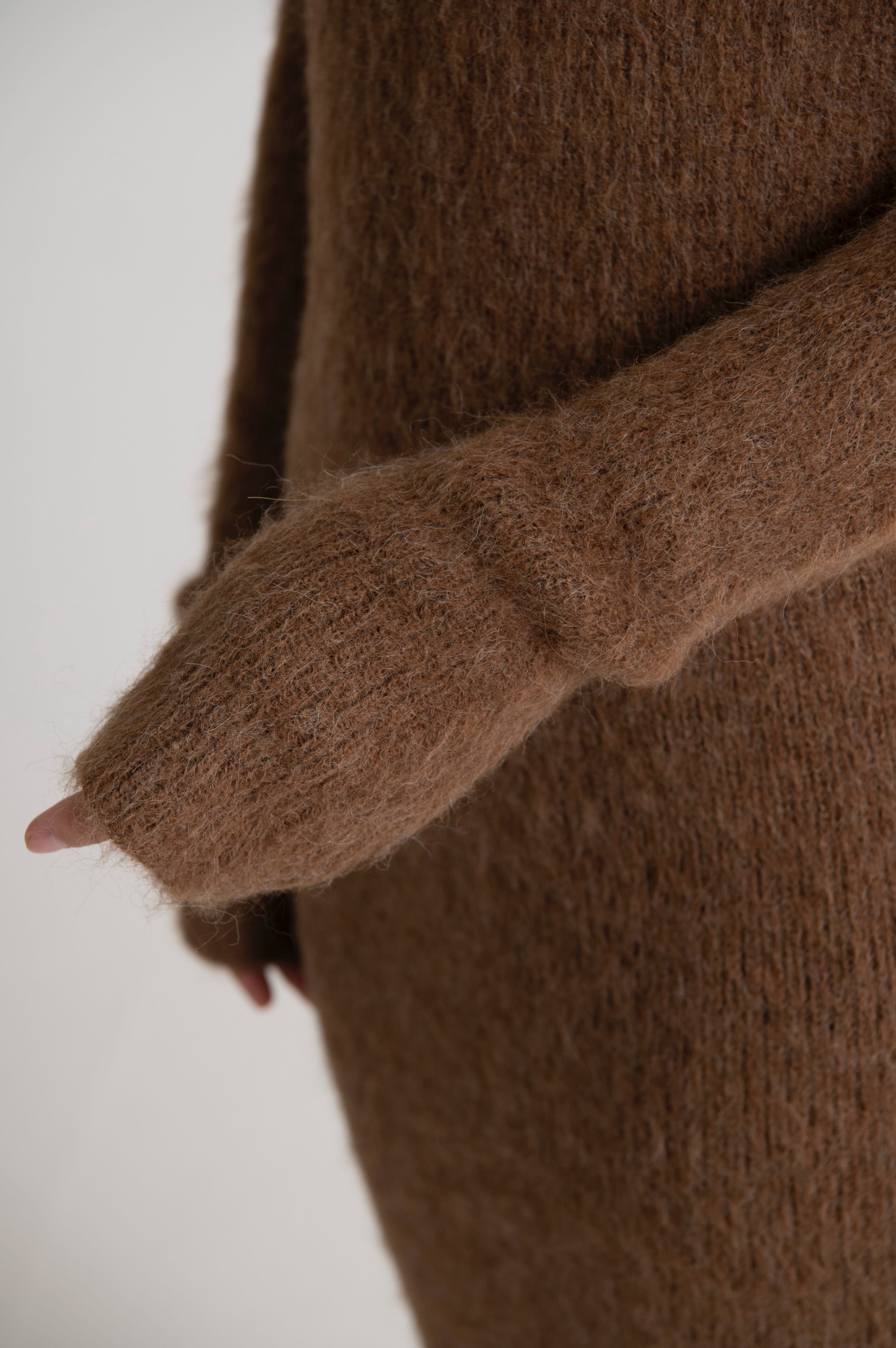 Long Sweater Dress Light Brown