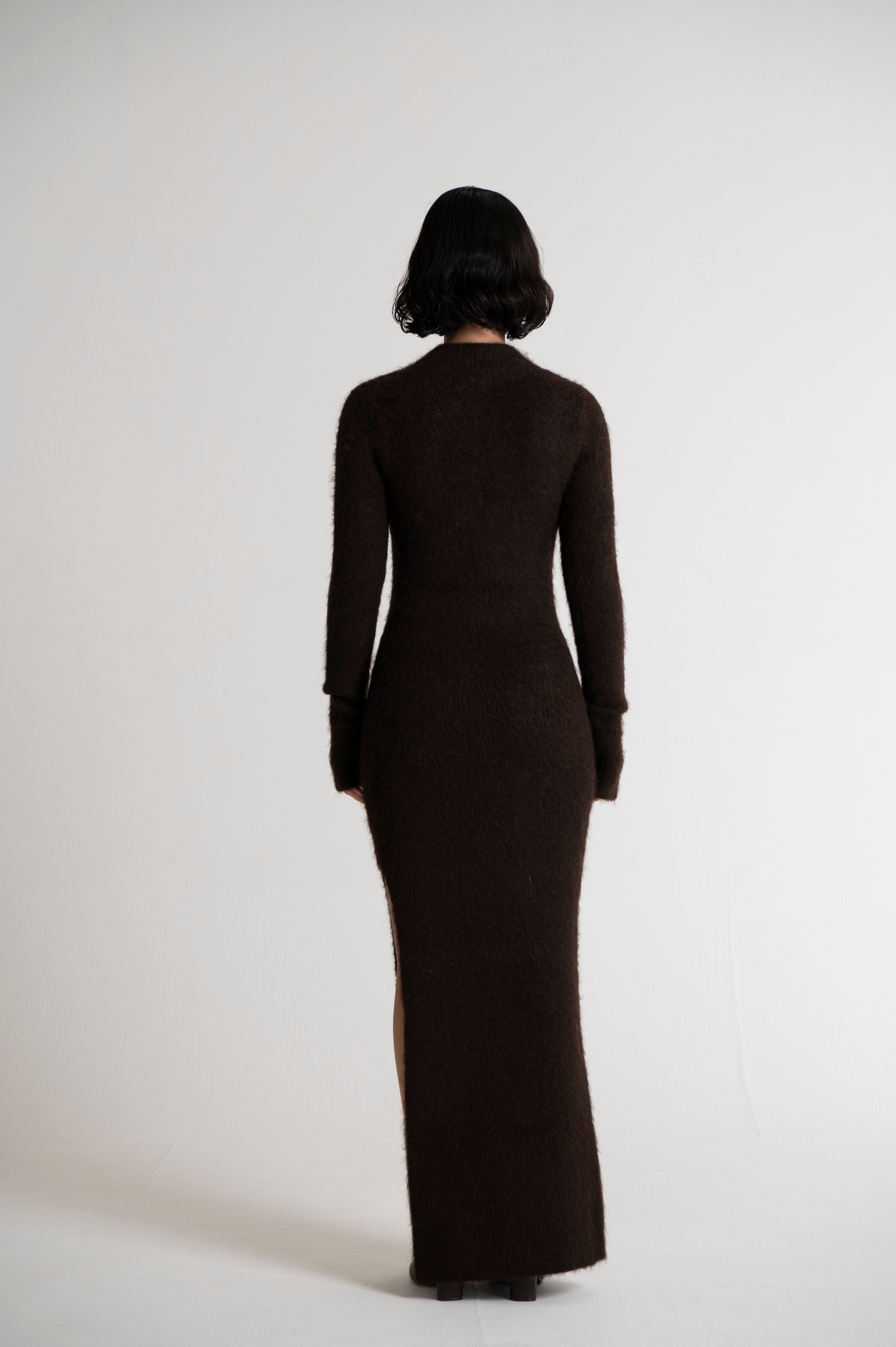 Long Sweater Dress Dark Brown