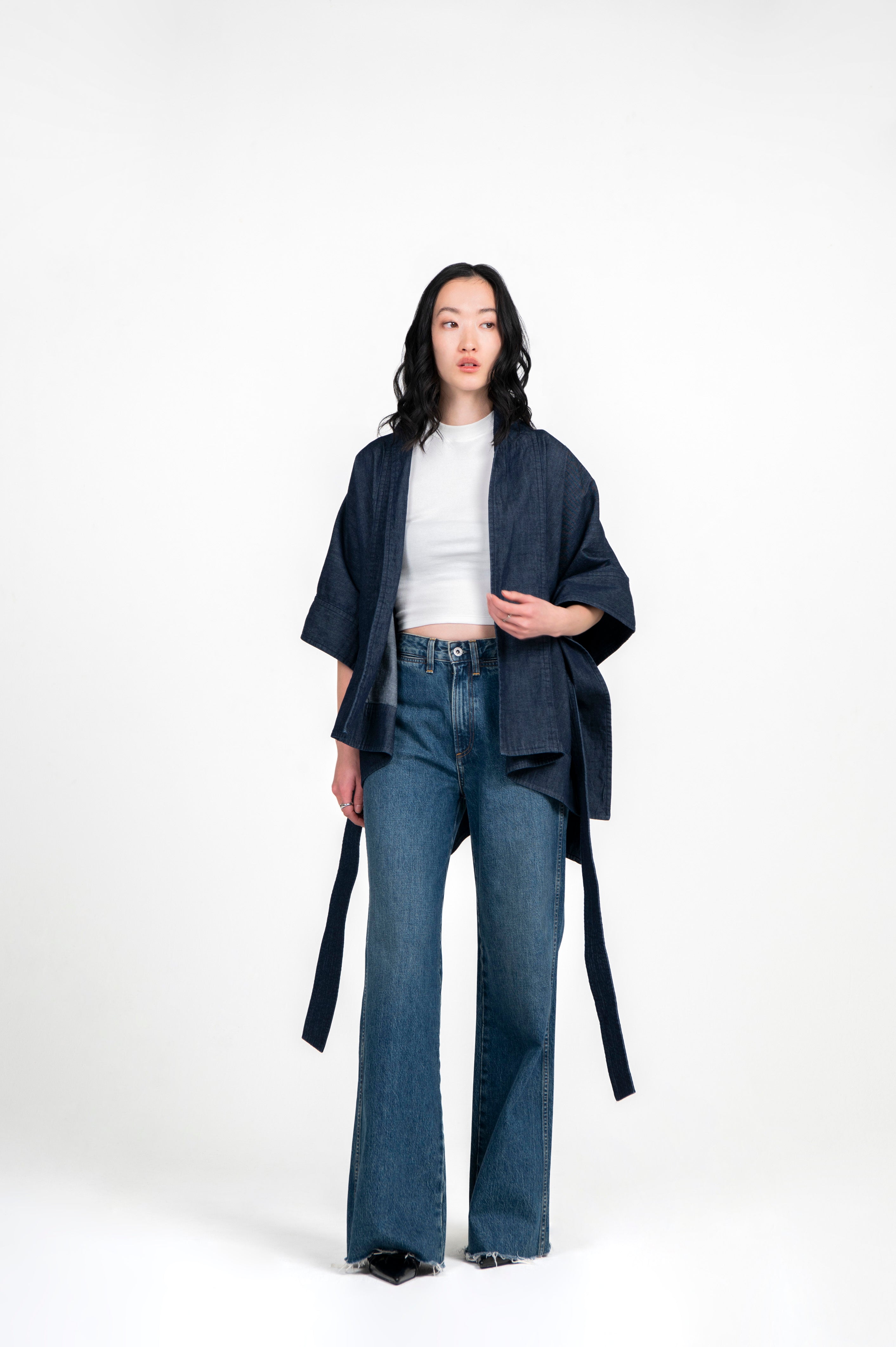 Kimono Light Weight Denim Jacket Indigo