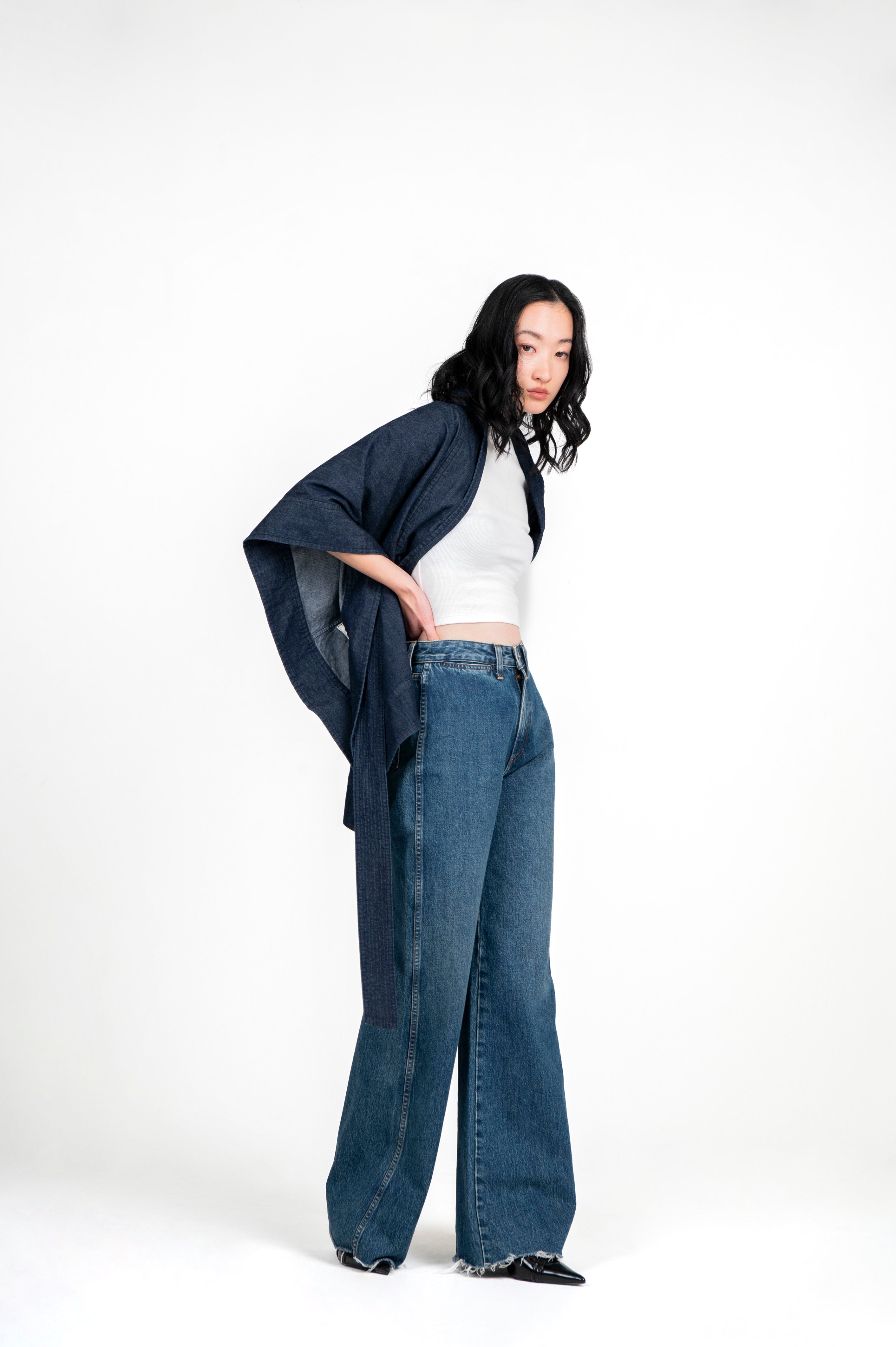 Kimono Light Weight Denim Jacket Indigo