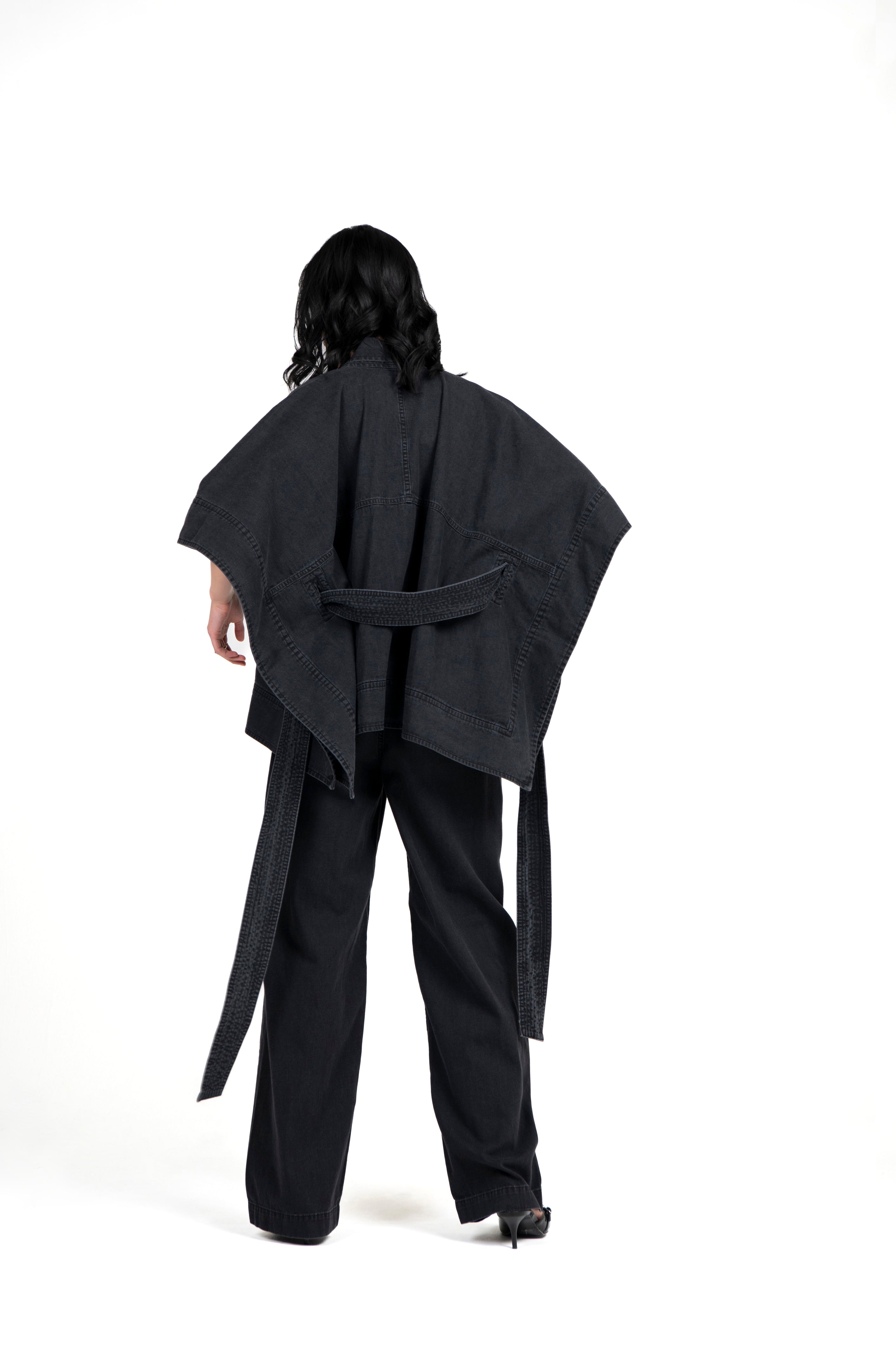 Kimono Light Weight Denim Jacket Black