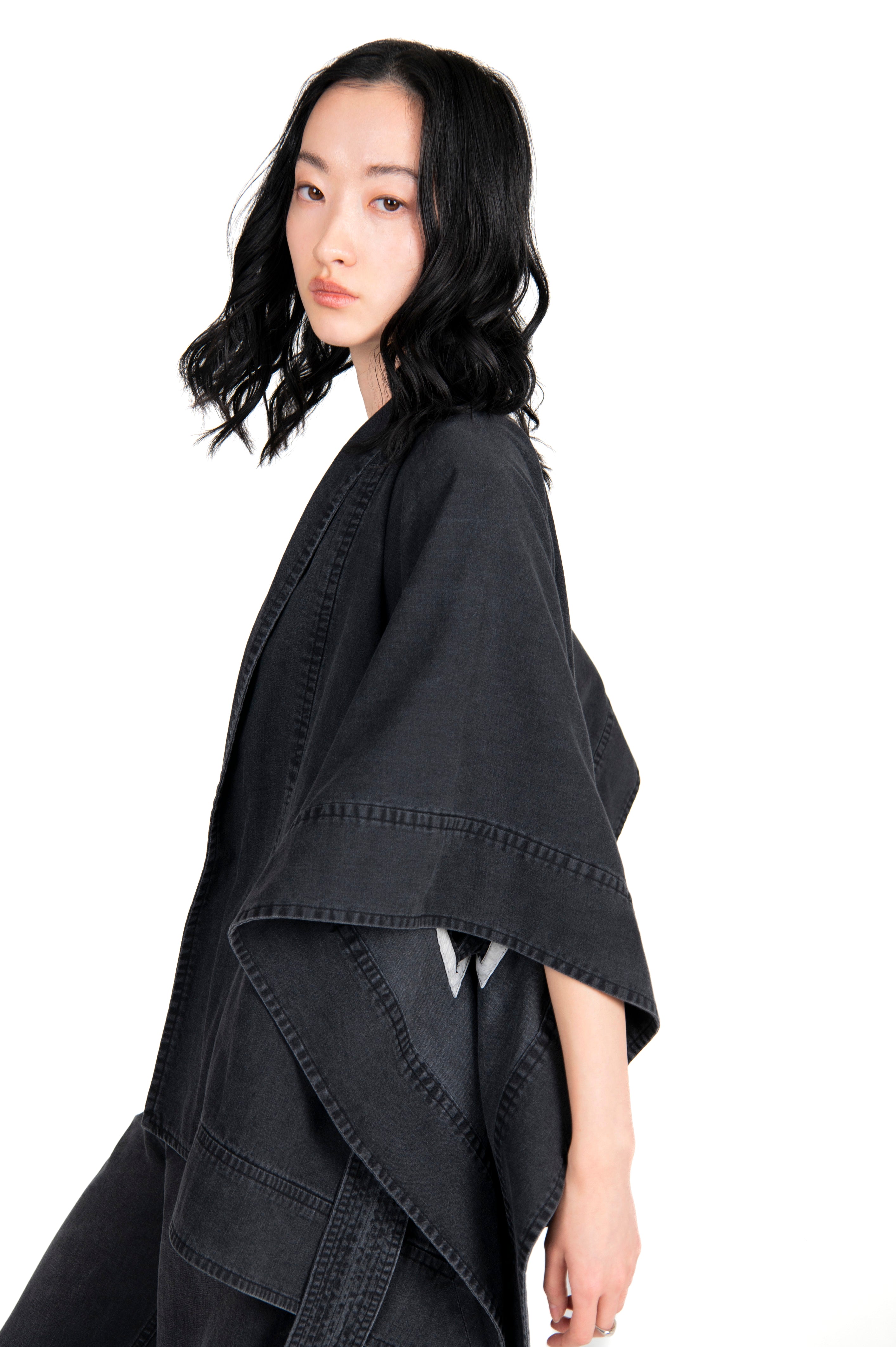 Kimono Light Weight Denim Jacket Black