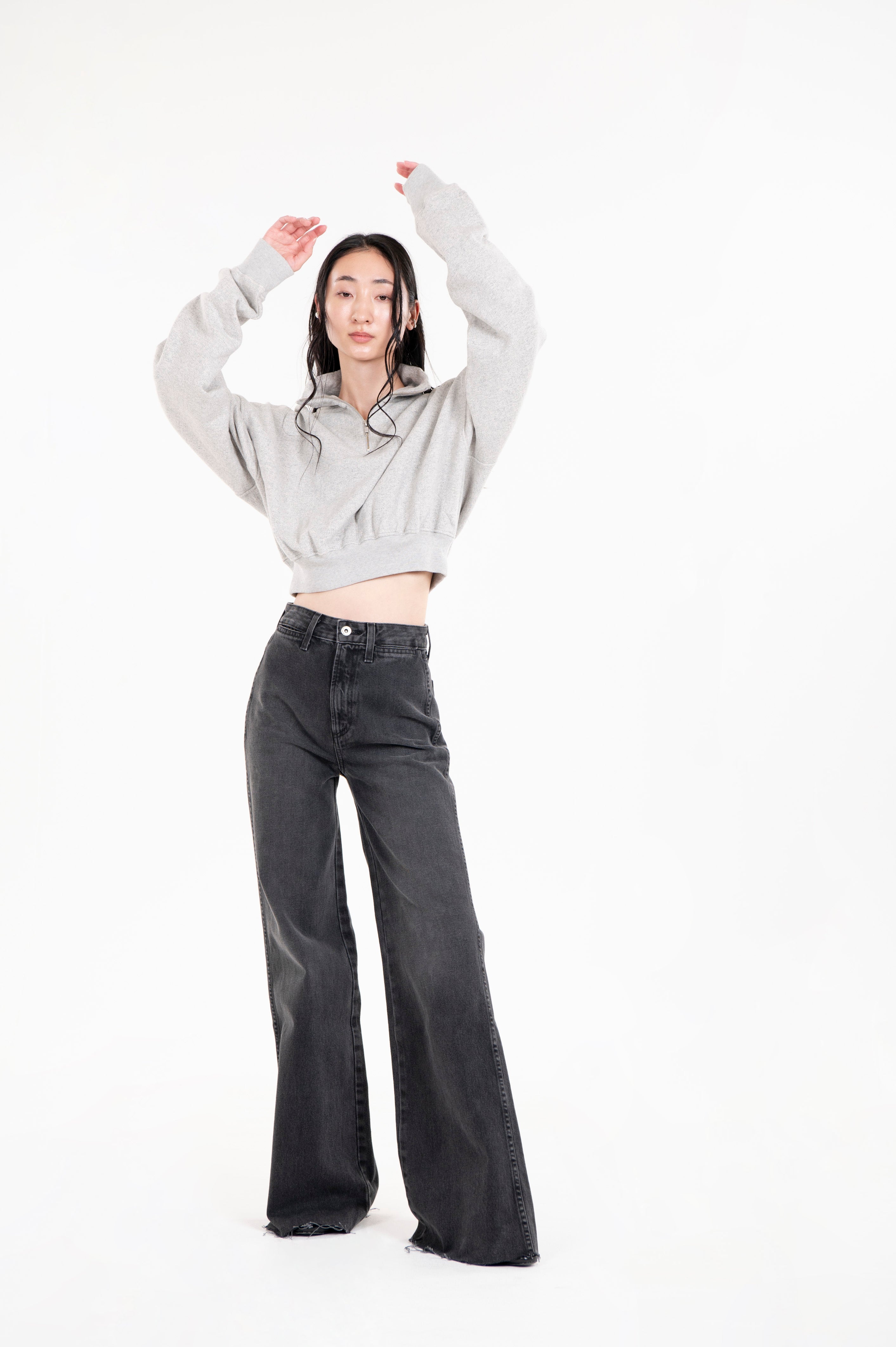 Tsuriami Cropped Sweat Heather Ash Grey