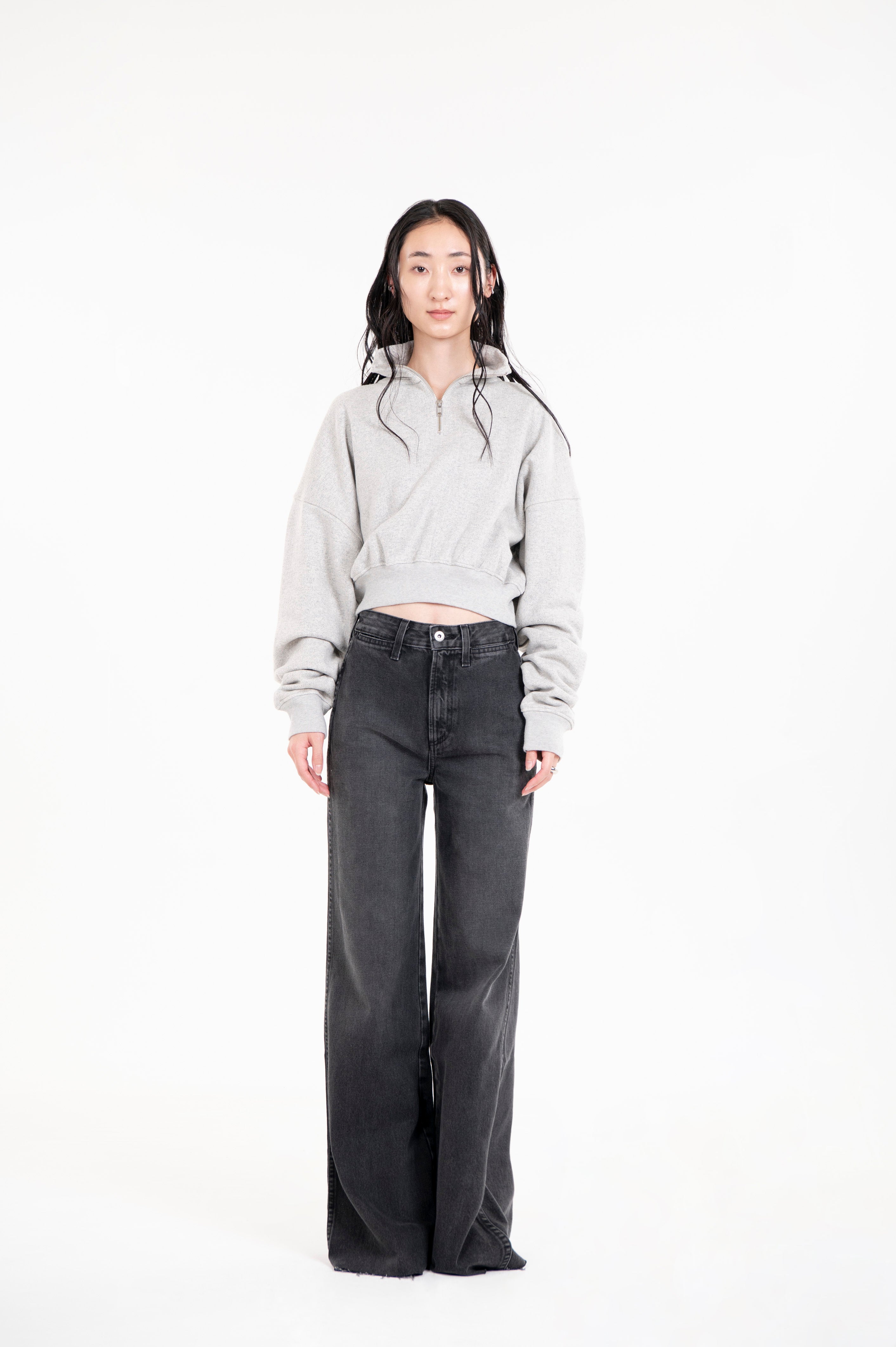 Tsuriami Cropped Sweat Heather Ash Grey