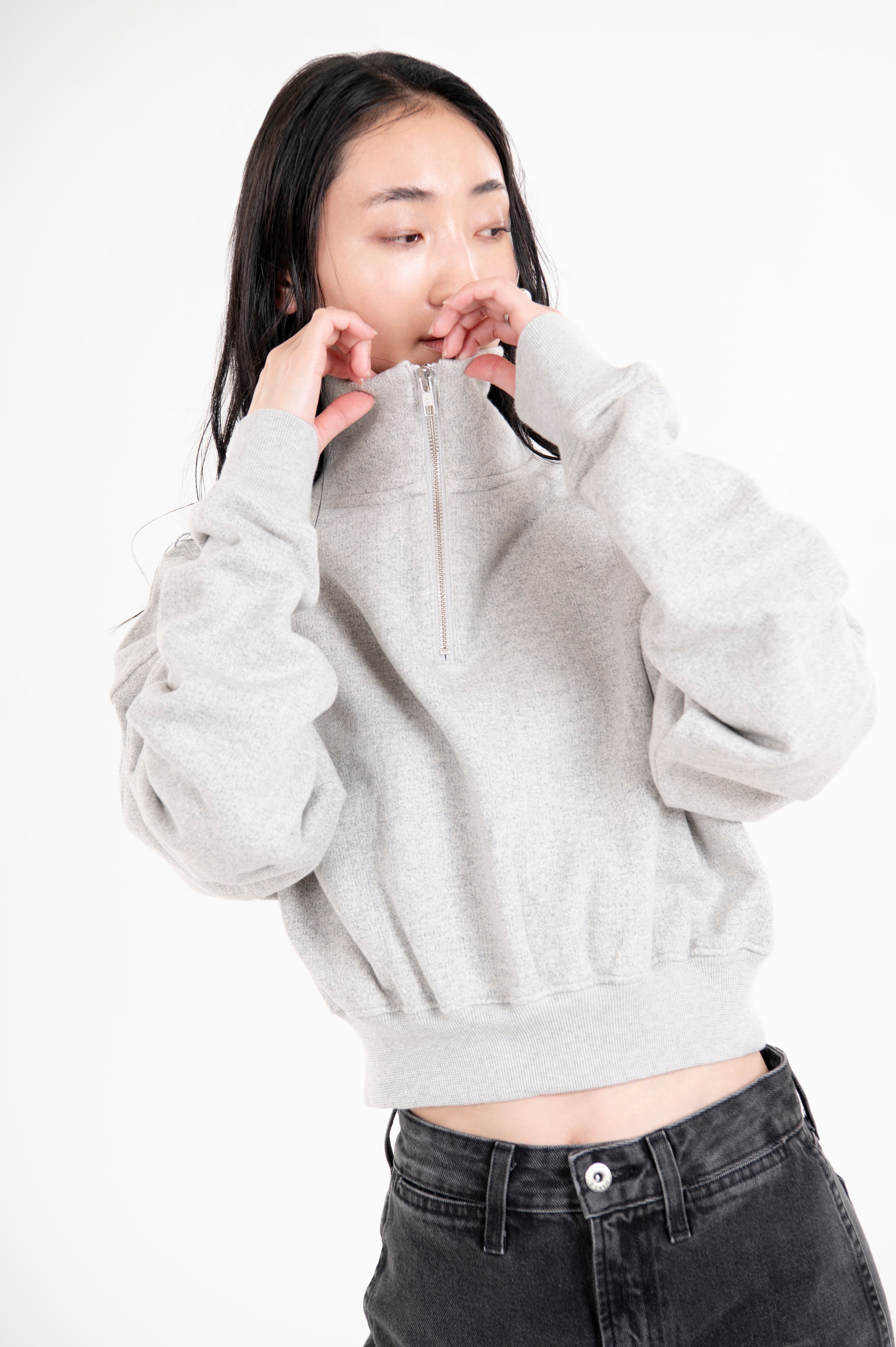 Tsuriami Cropped Sweat Heather Ash Grey