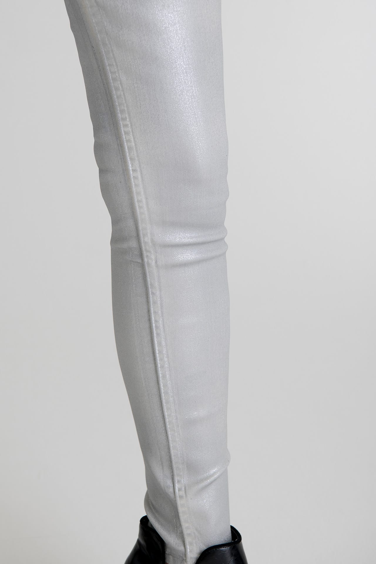 Coated High Rise Skinny Metallic White