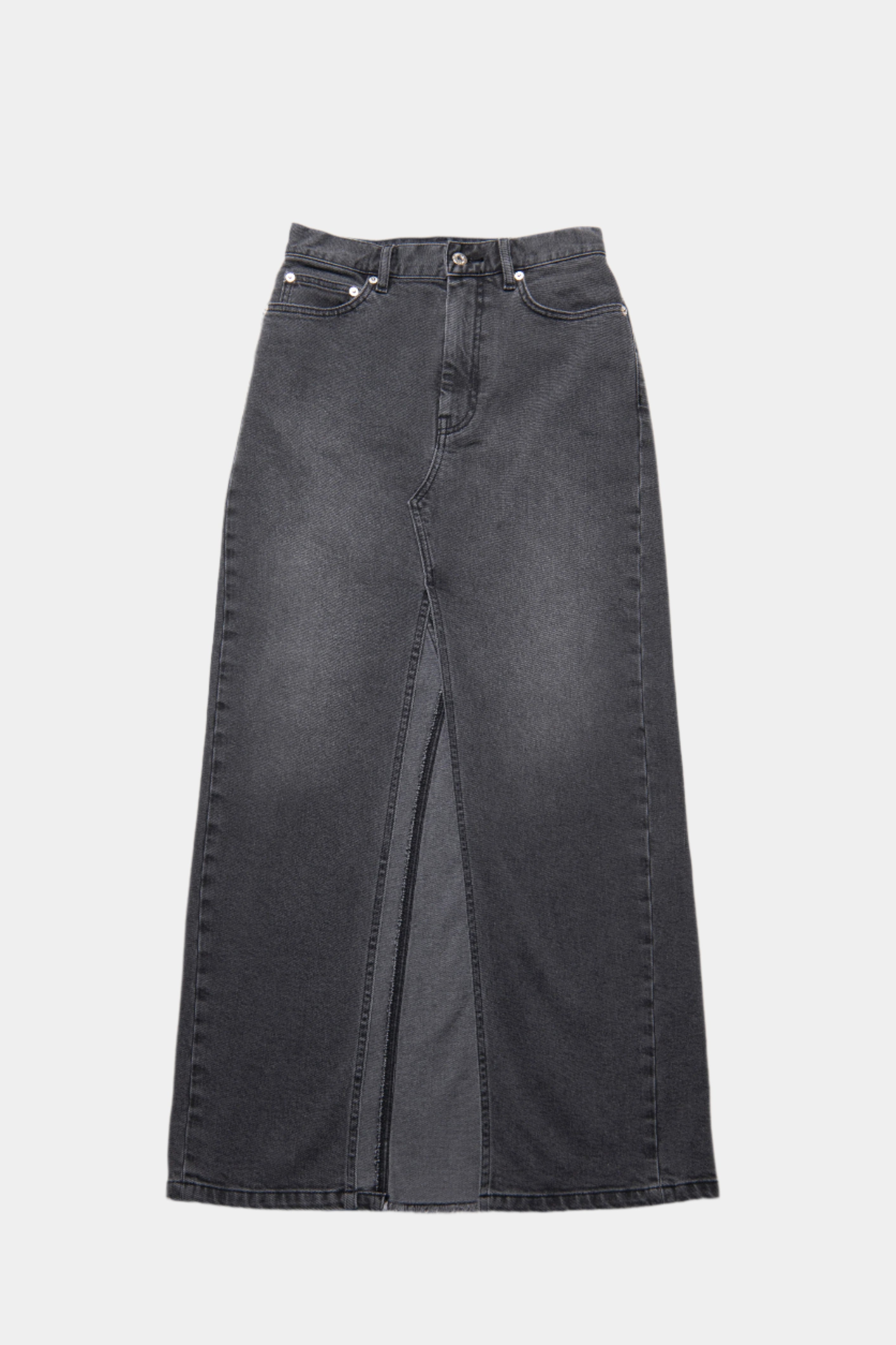 Stretch Denim Maxi Skirt Charcoal