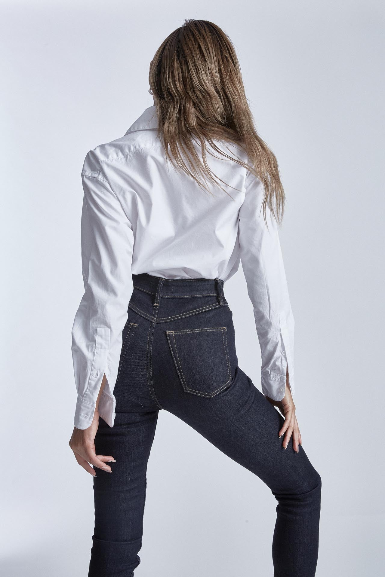 Regular Shirt - White Model full back