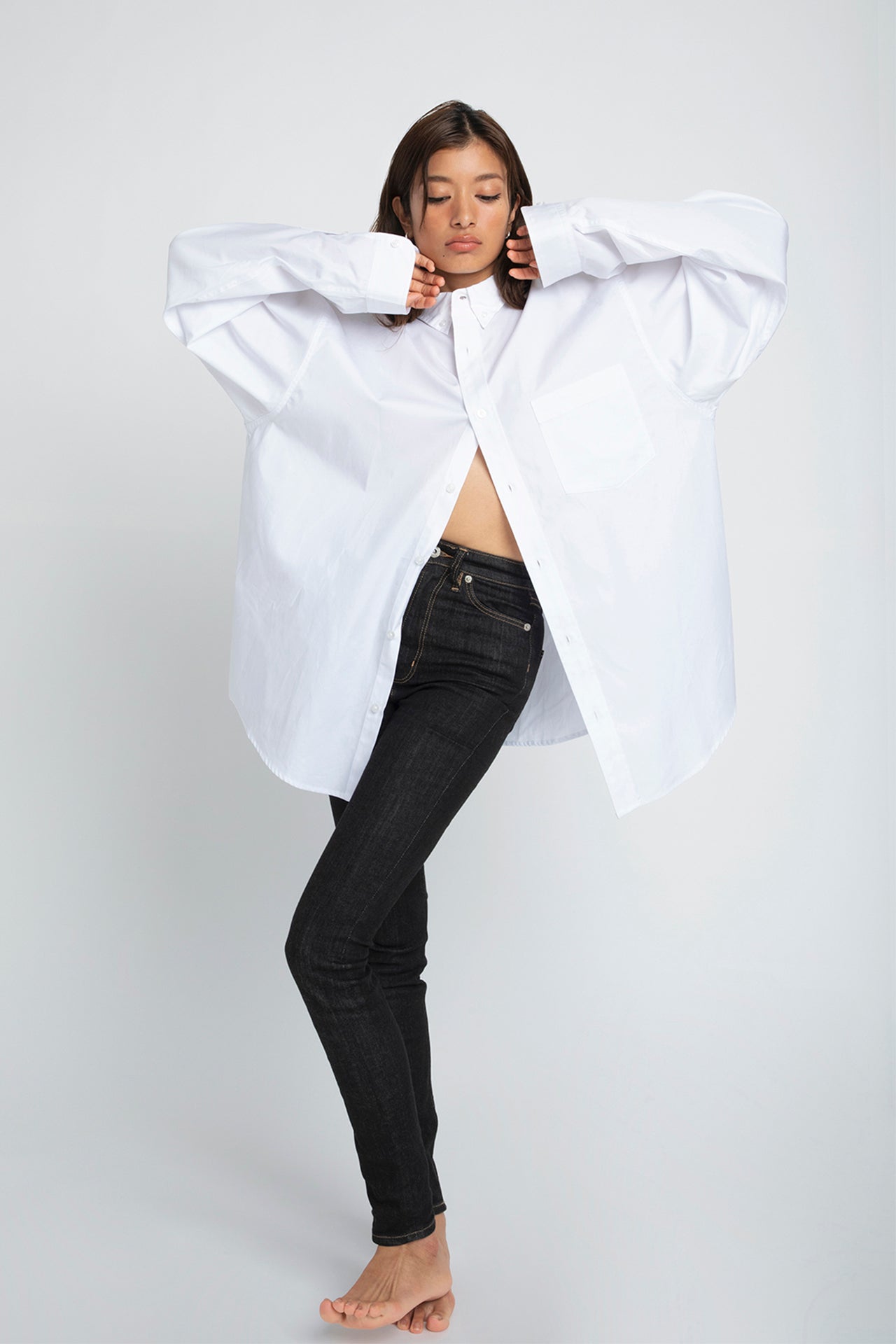 Oversized Shirt - White Model full front