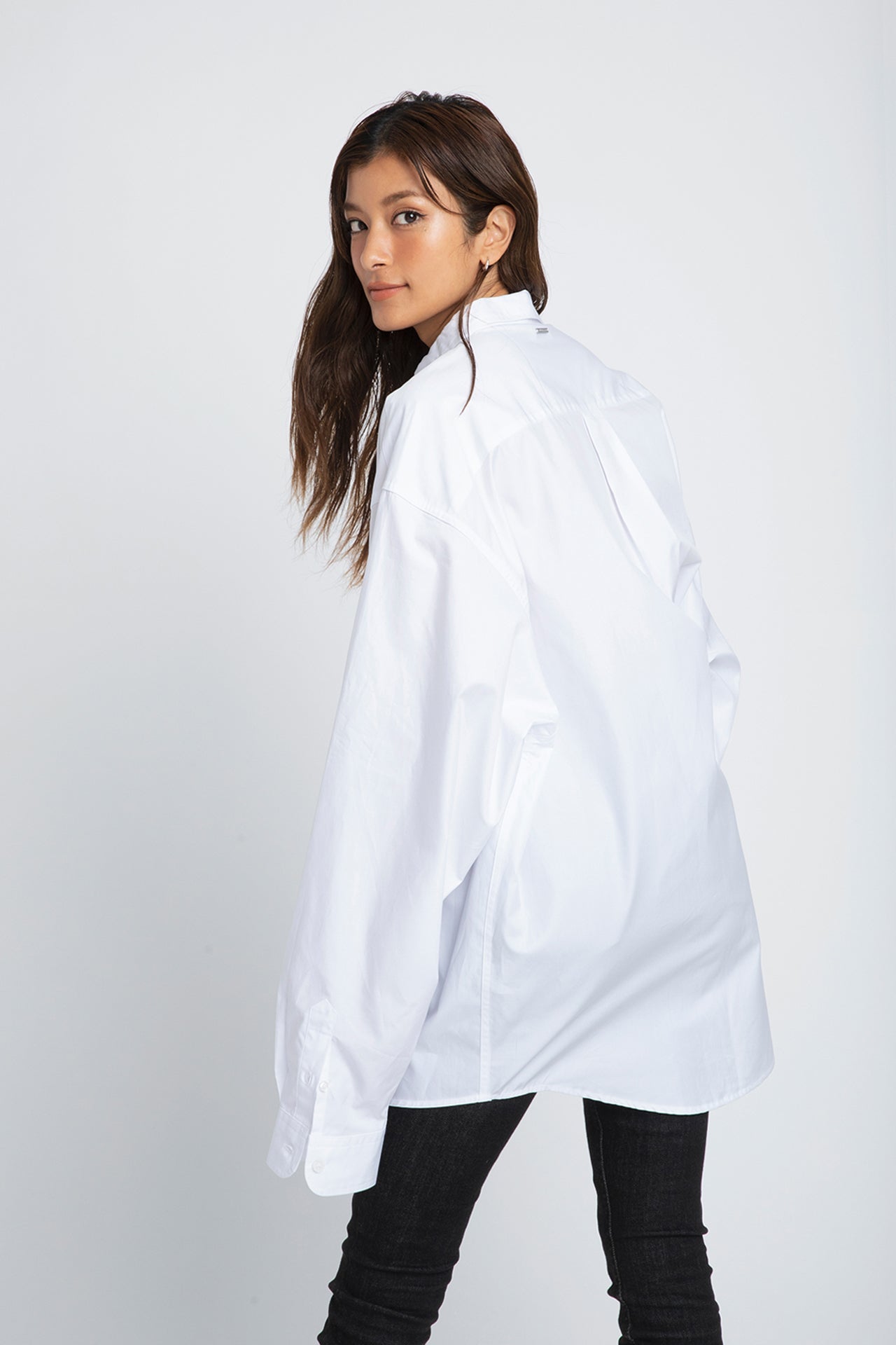 Oversized Shirt - White Model half back