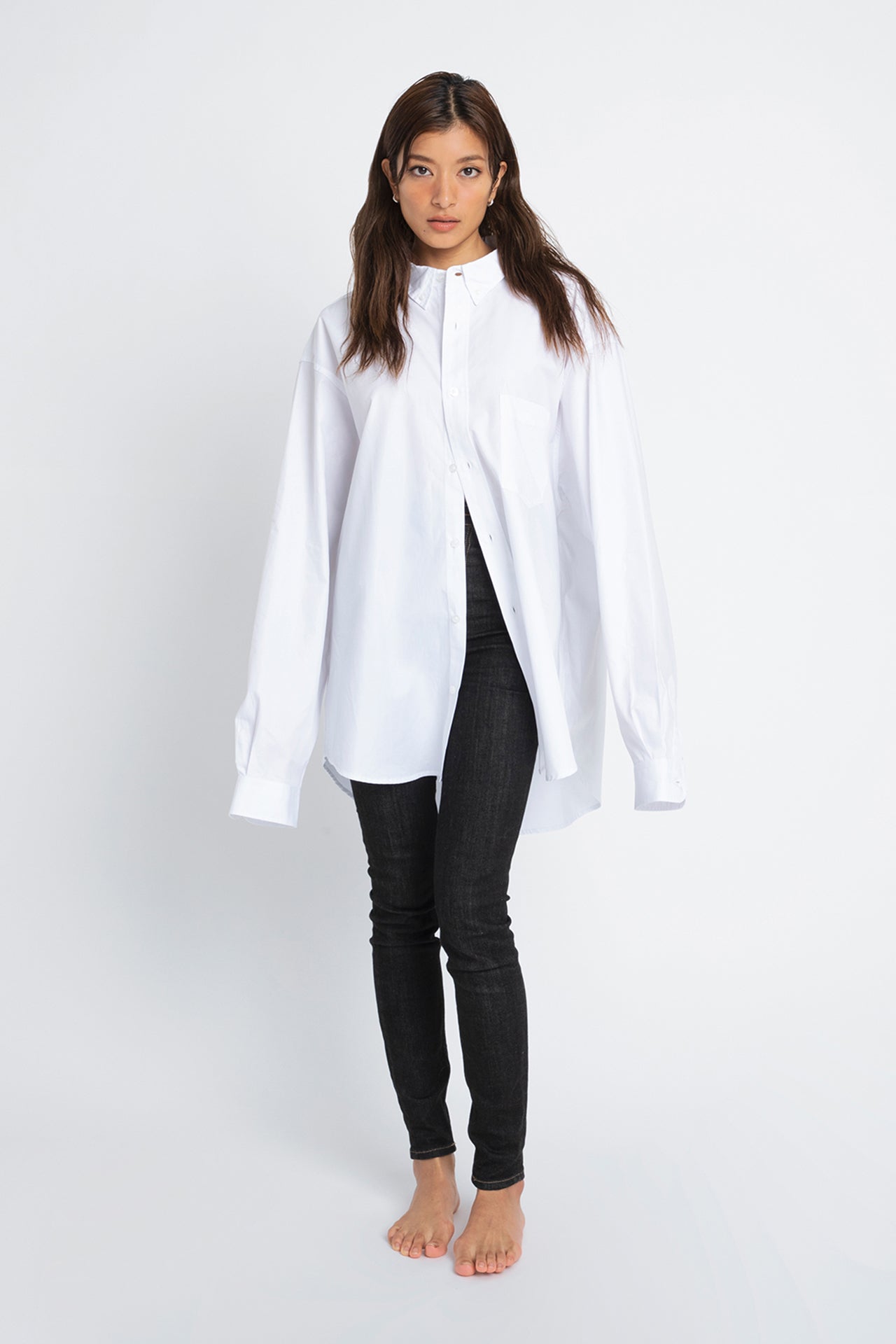 Oversized Shirt - White Model full front