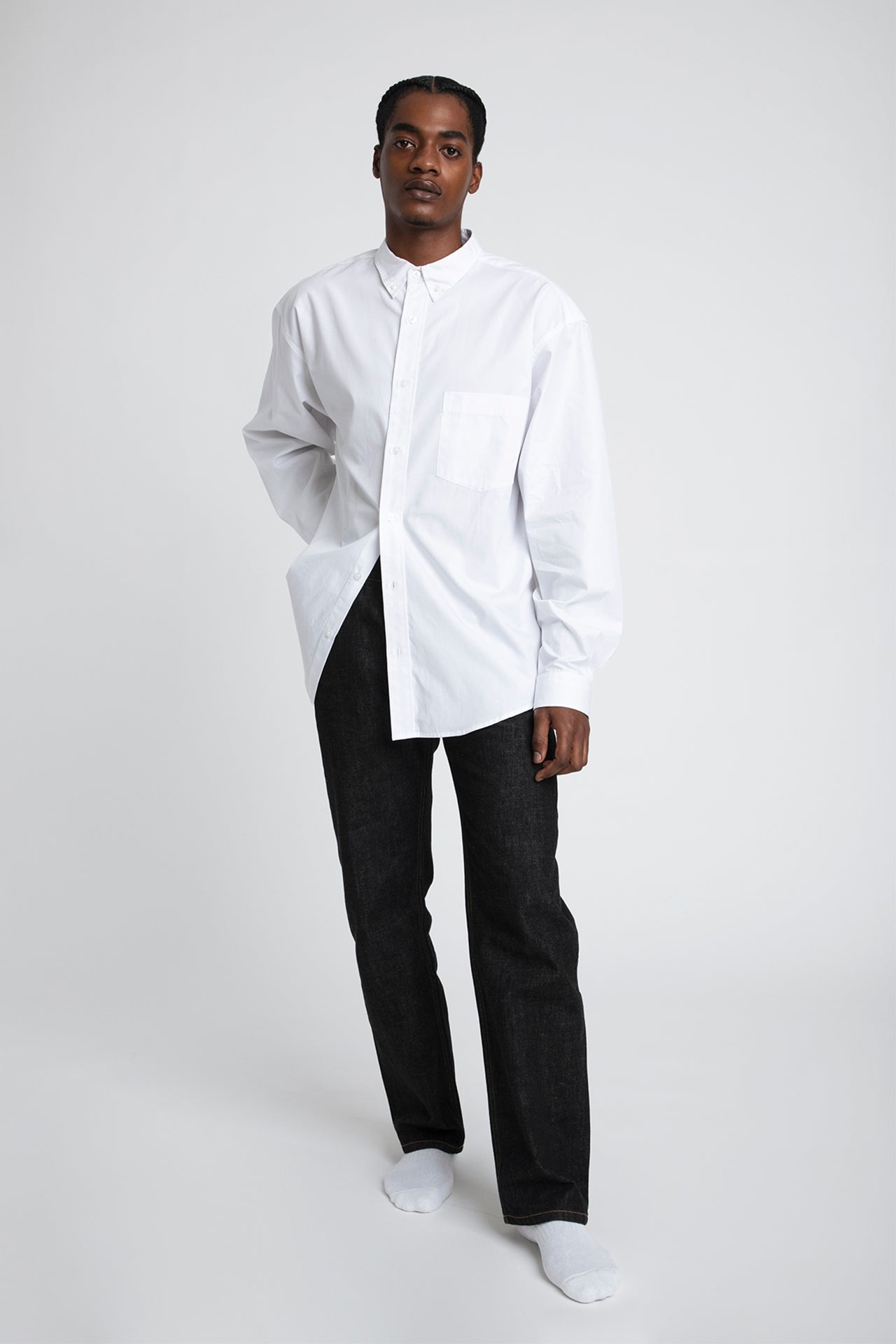 Oversized Shirt - White Model full front 1