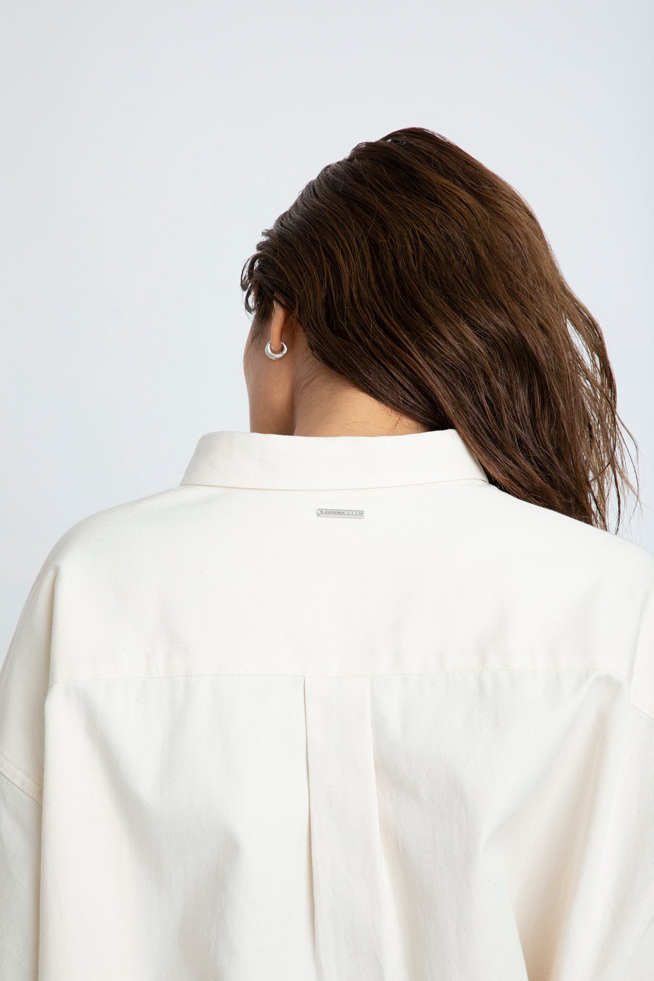 Oversized Shirt - Ecru Model half back