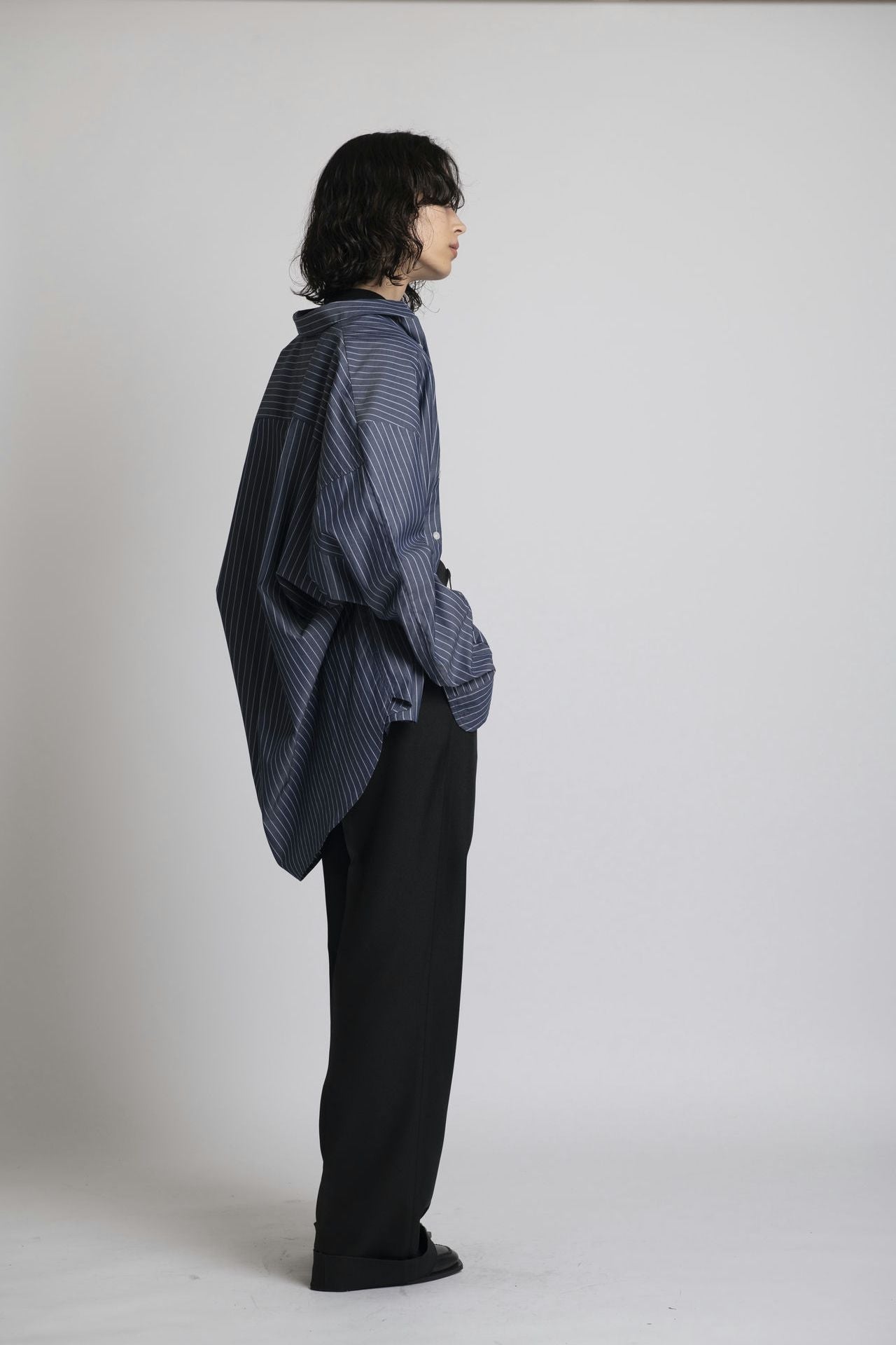 Boyfriend Shirt - Navy Stripe Side 2