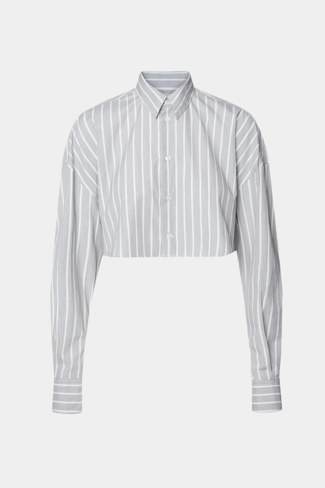 Cropped Shirt - Grey Stripe