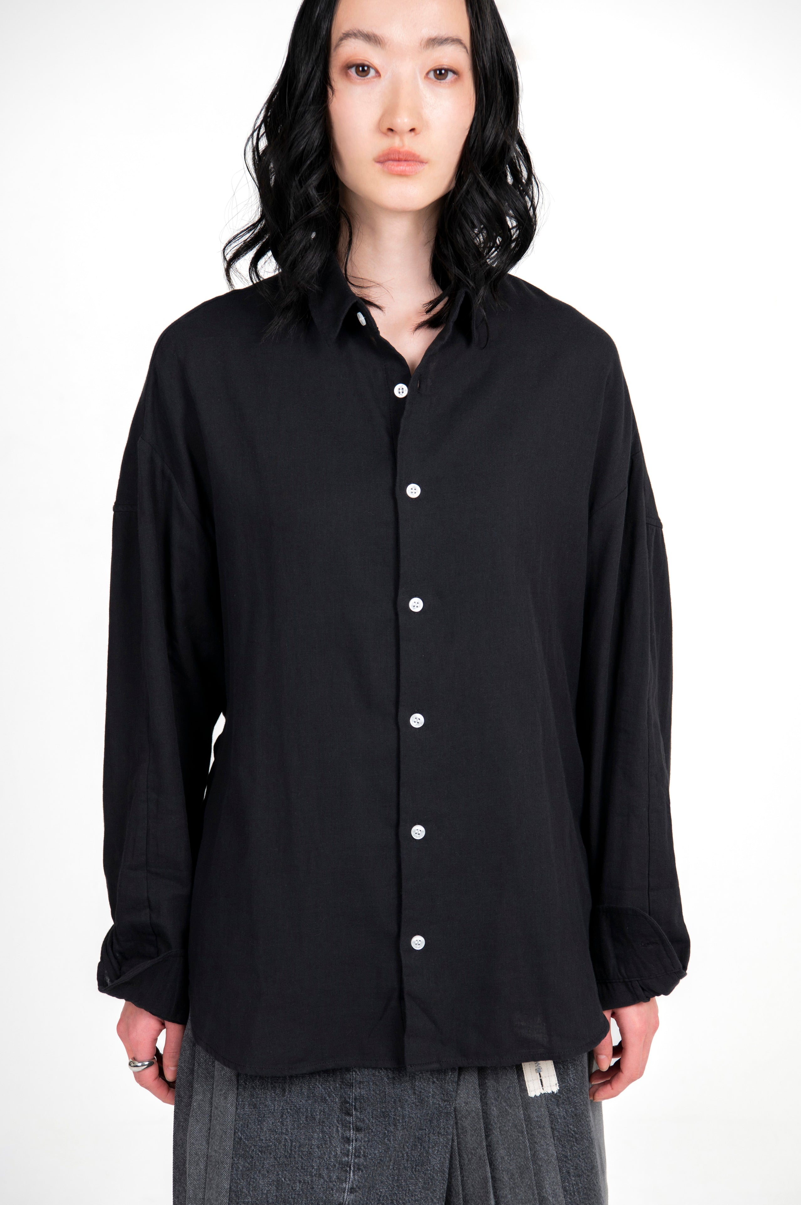 Sheer Double Gauze Shirt Black