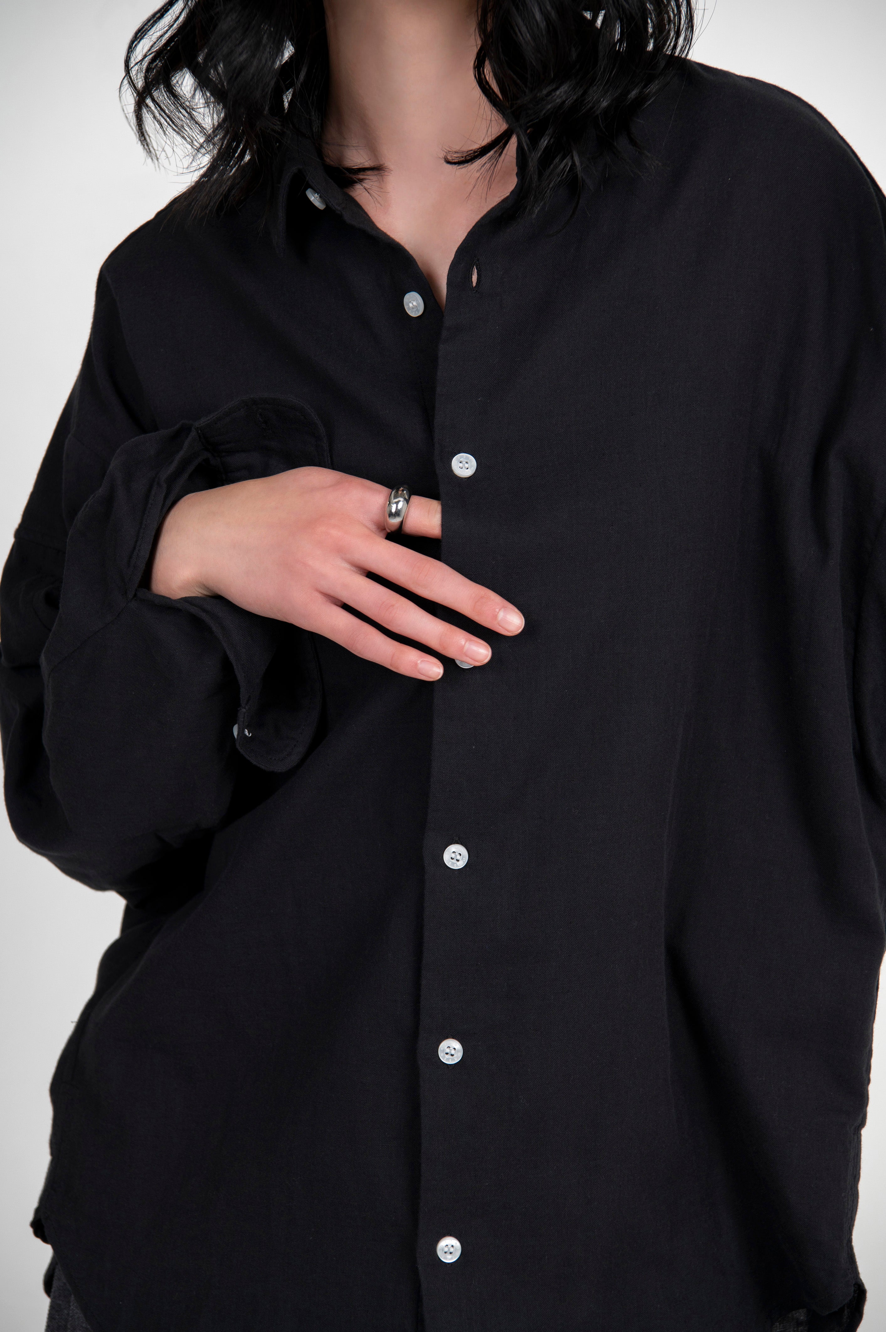 Sheer Double Gauze Shirt Black