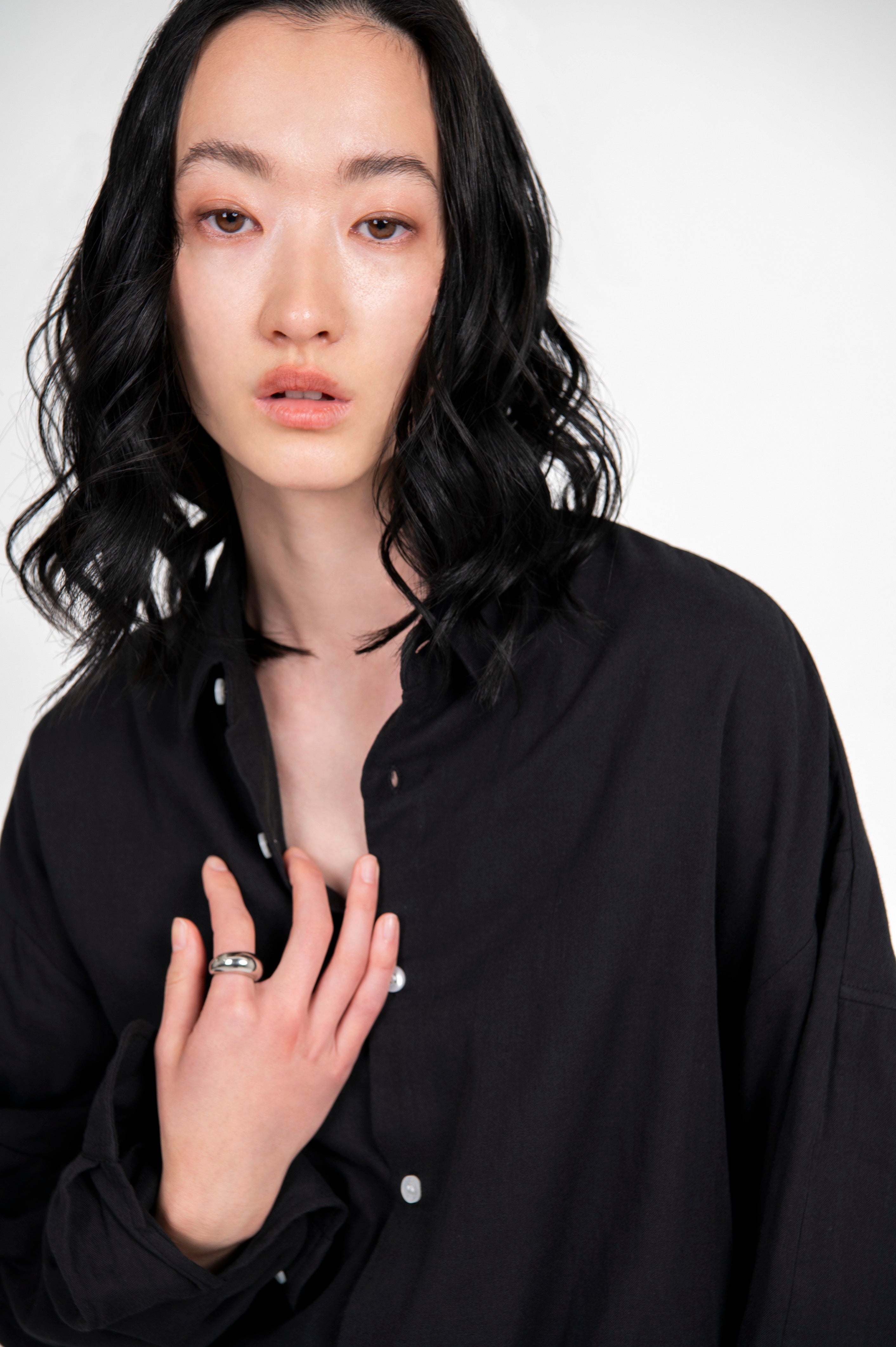 Sheer Double Gauze Shirt Black