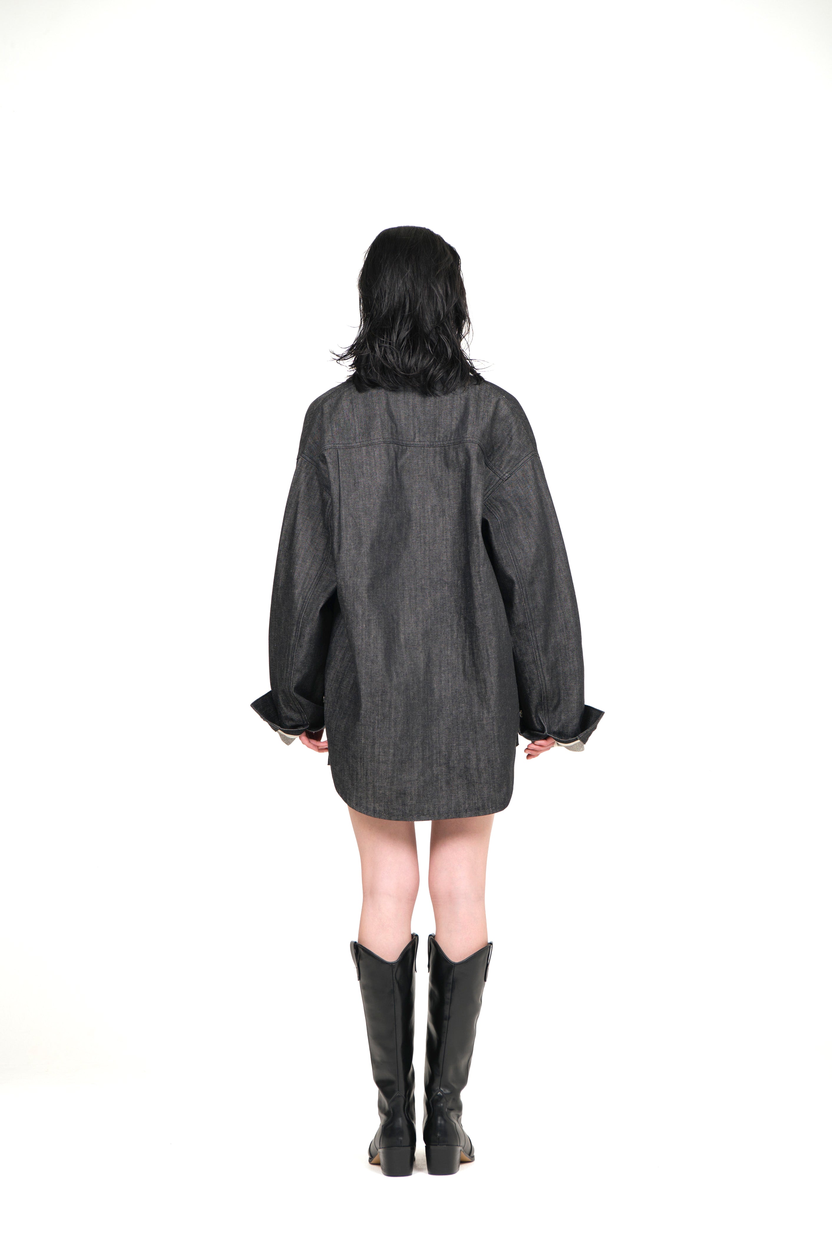 Oversized Denim Shirt Jacket Black