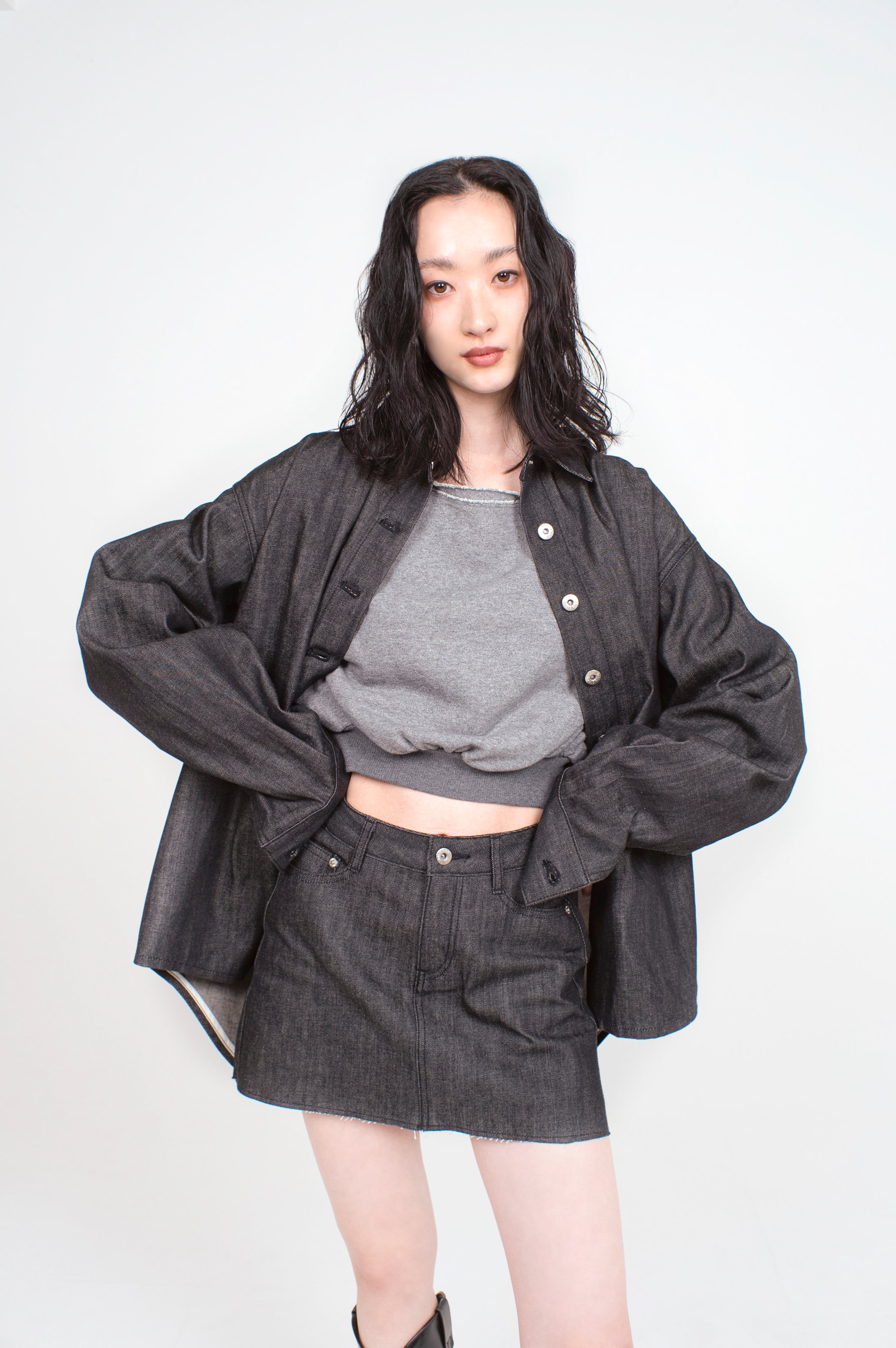 Denim Mini Skirt Black