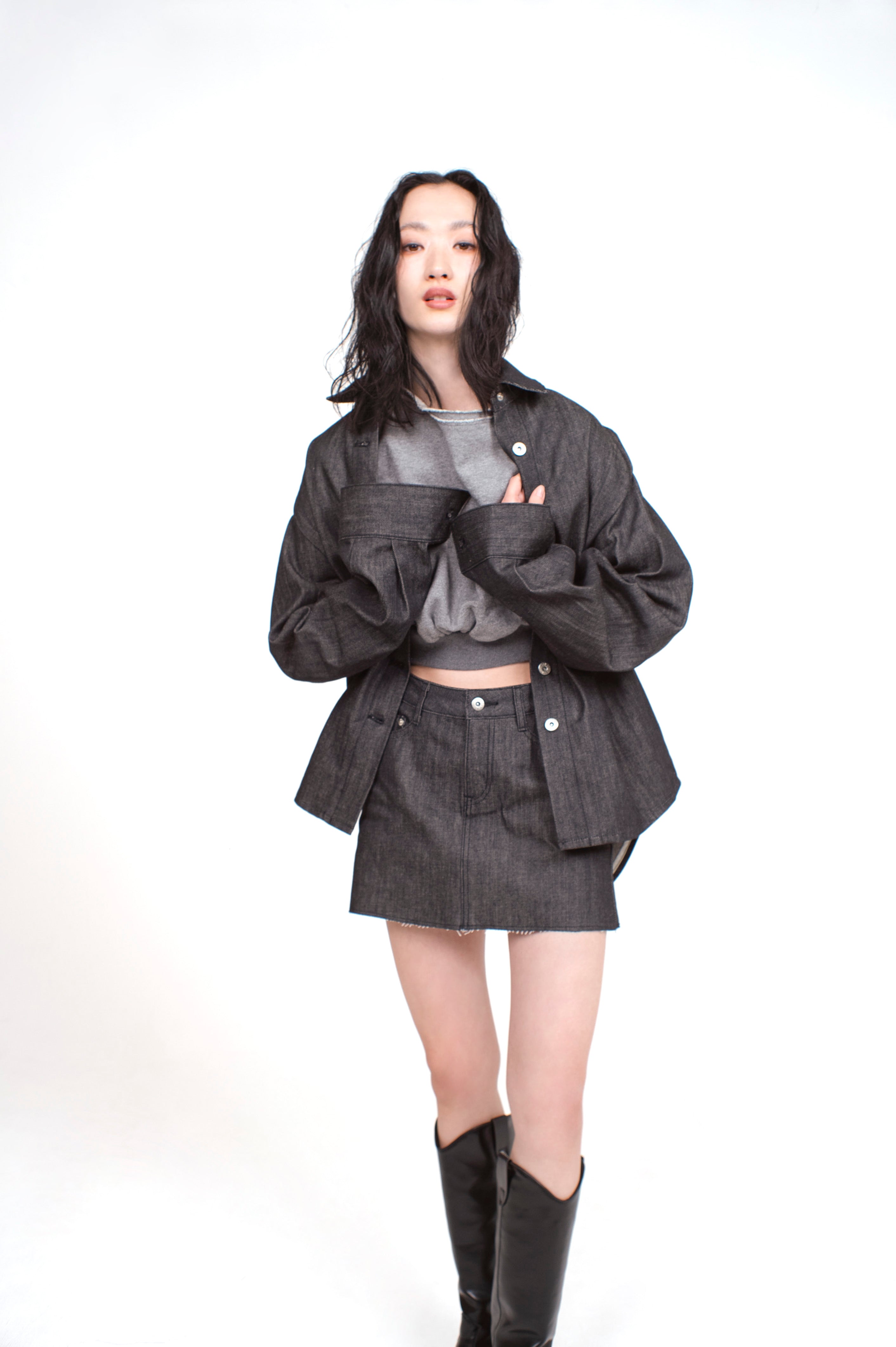 Denim Mini Skirt Black