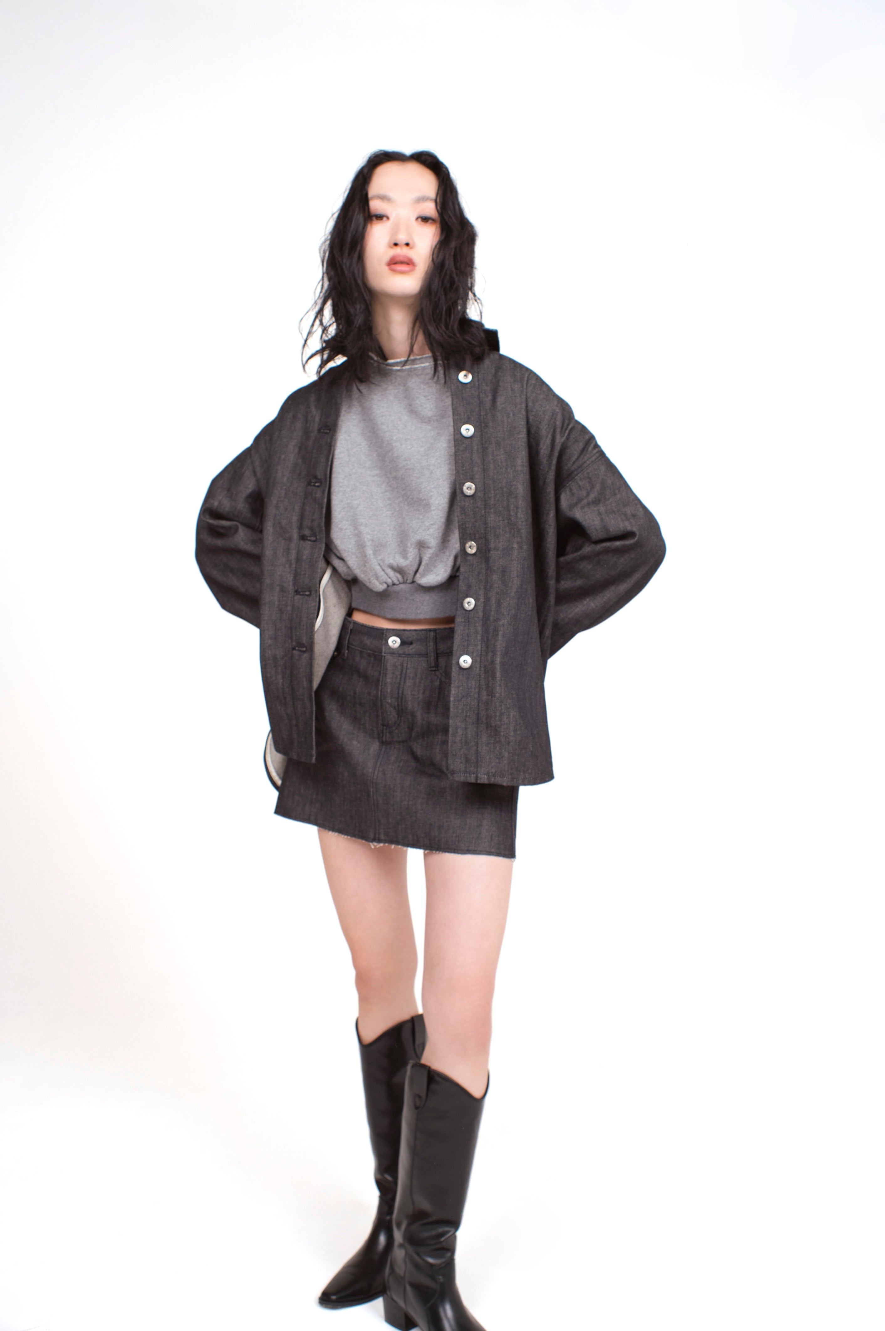 Denim Mini Skirt Black