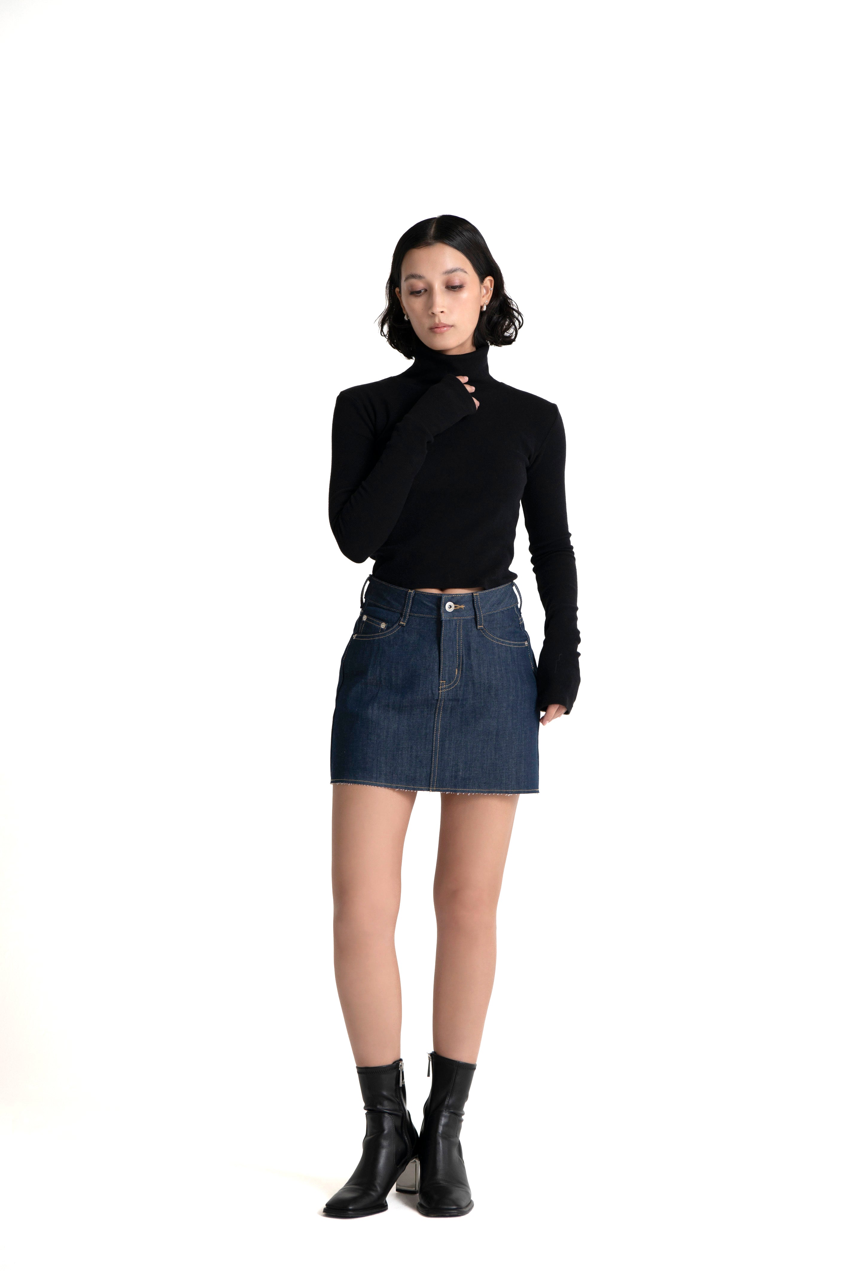 Denim Mini Skirt Dark Indigo