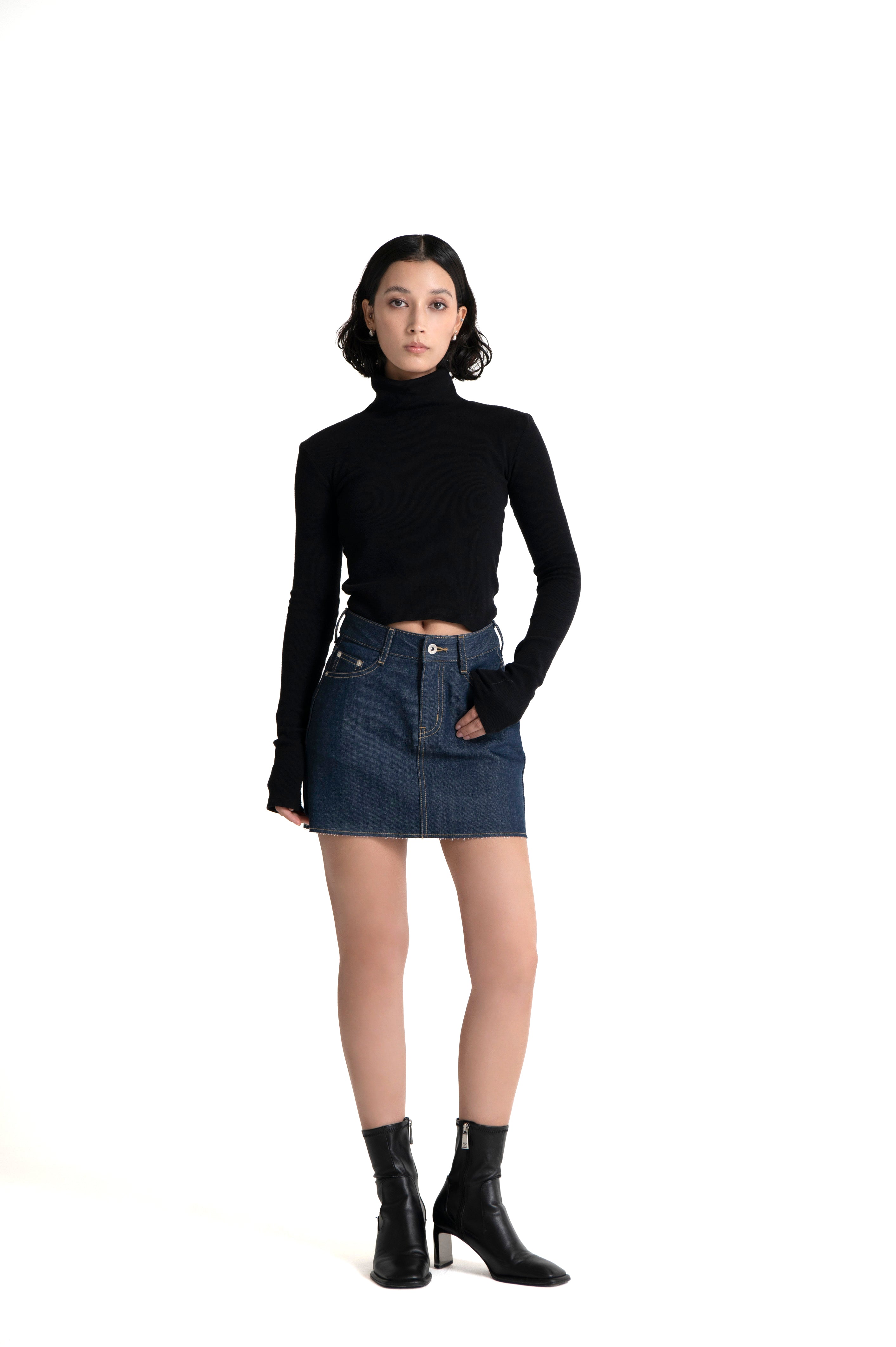Denim Mini Skirt Dark Indigo