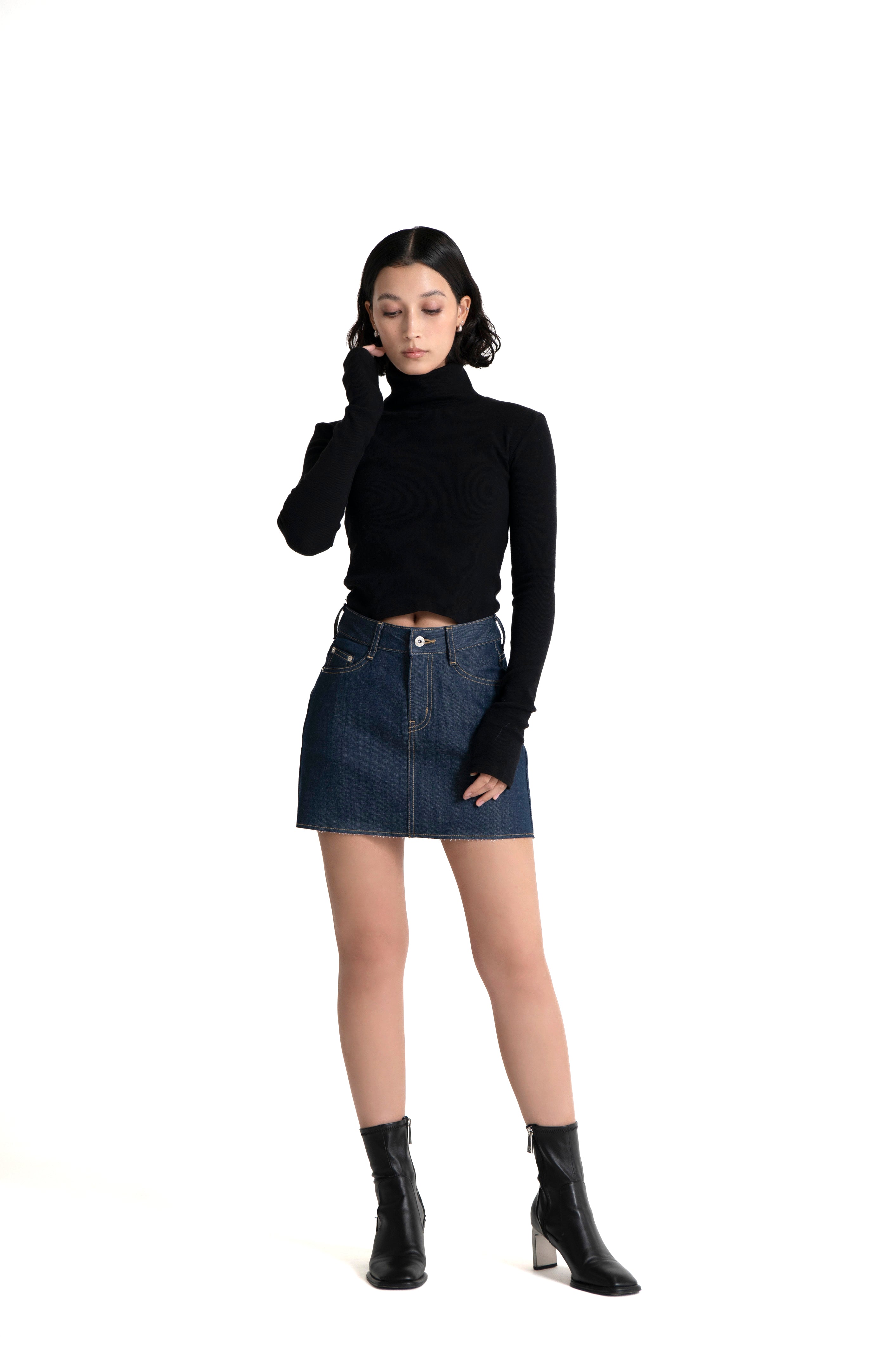 Denim Mini Skirt Dark Indigo