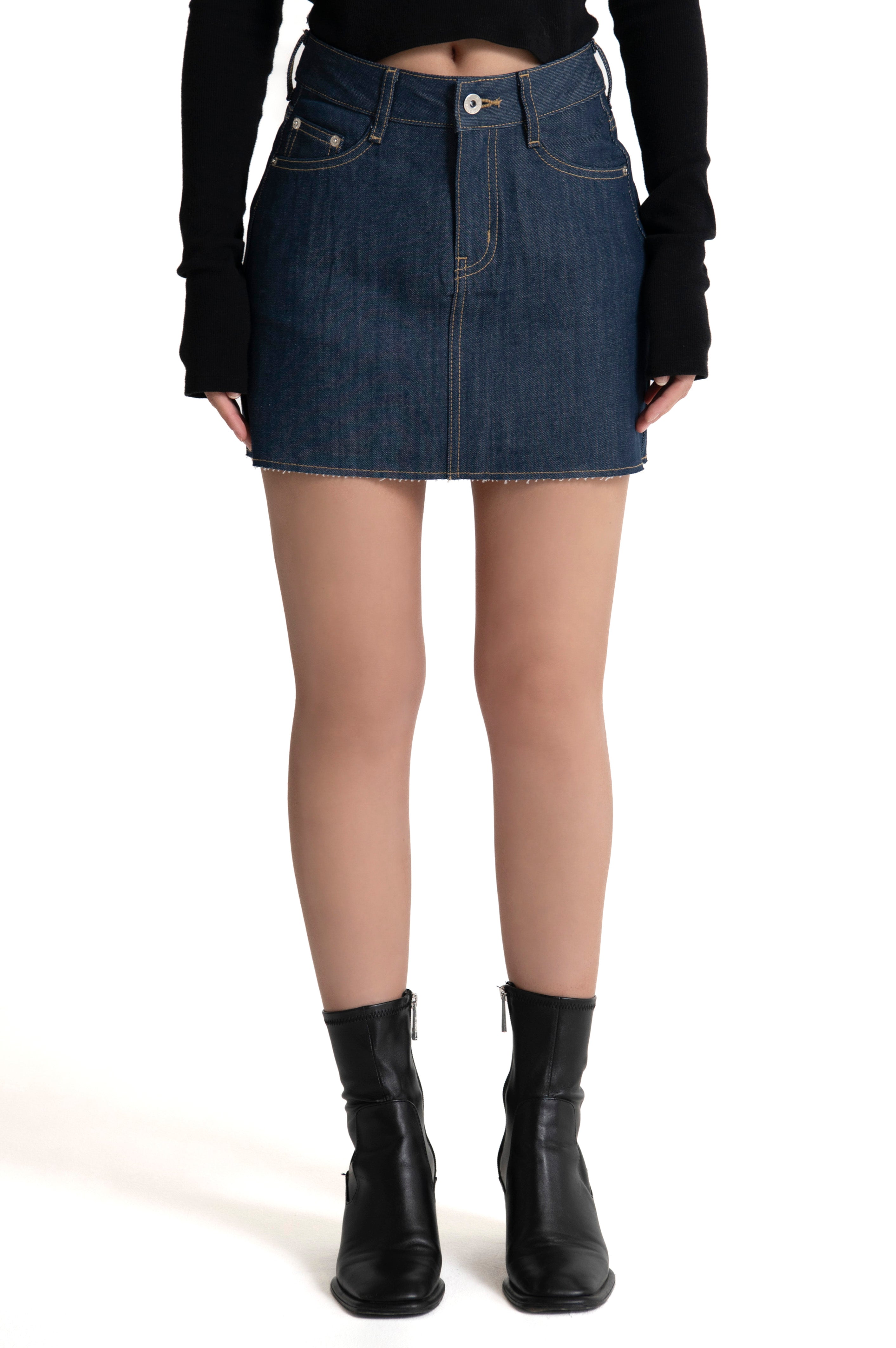 Denim Mini Skirt Dark Indigo