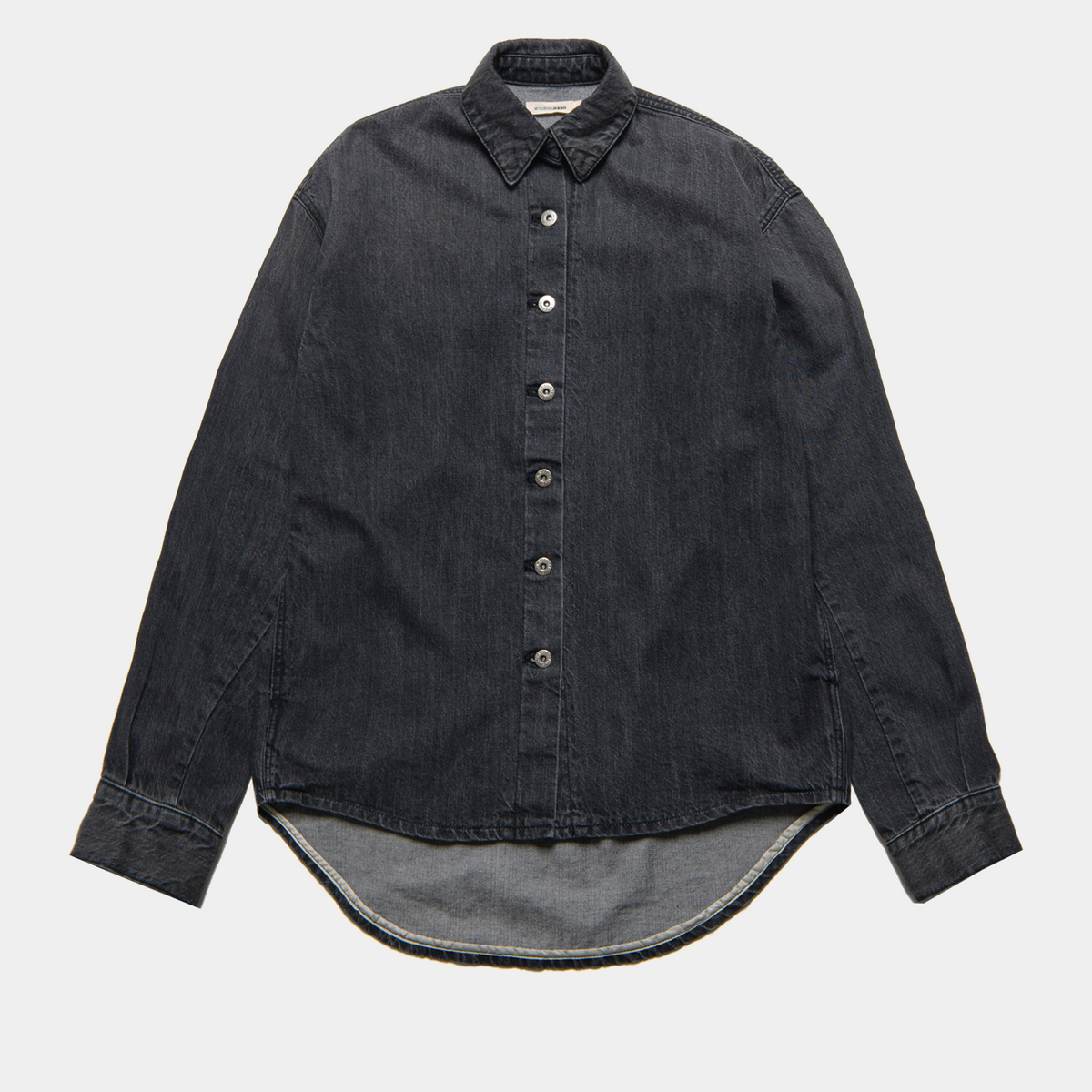 Oversized Denim Shirt Jacket Gray