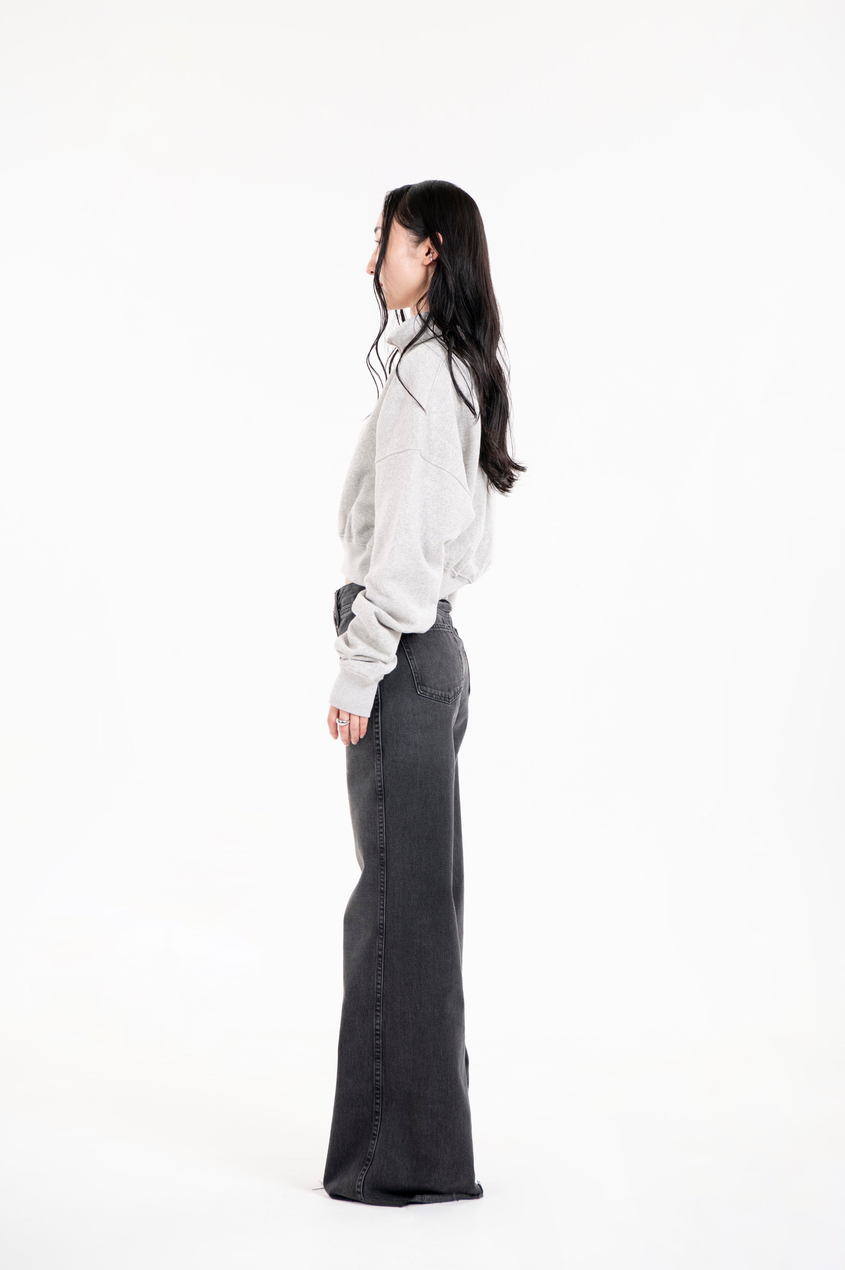 Tsuriami Cropped Sweat Heather Ash Grey