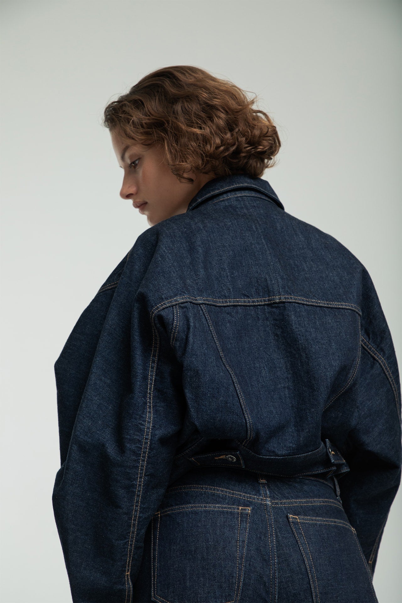 Dolman Sleeve Jacket - Dark Navy Model back