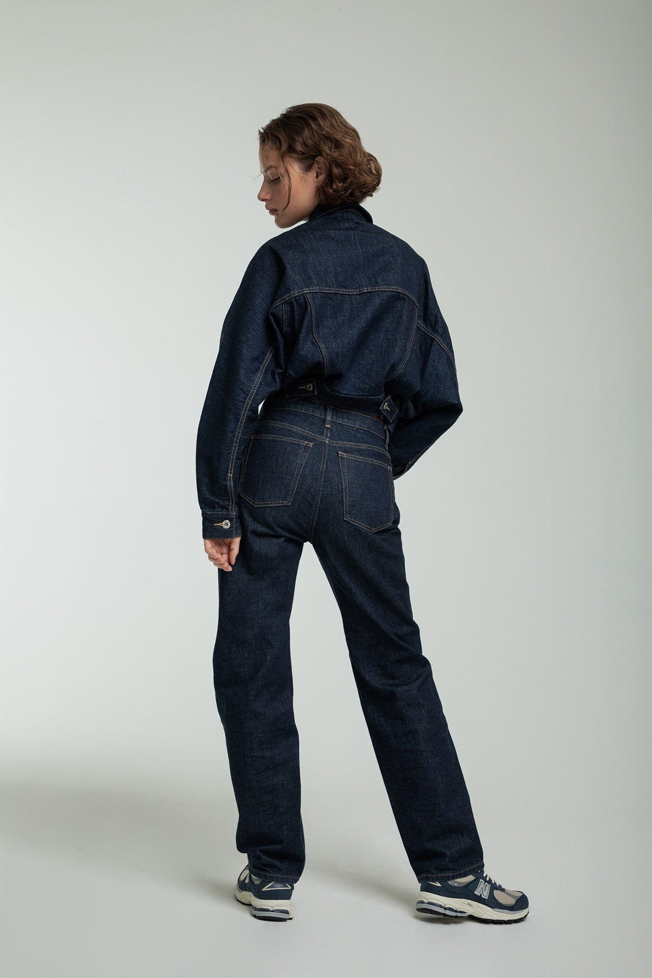 Dolman Sleeve Jacket - Dark Navy Model full back