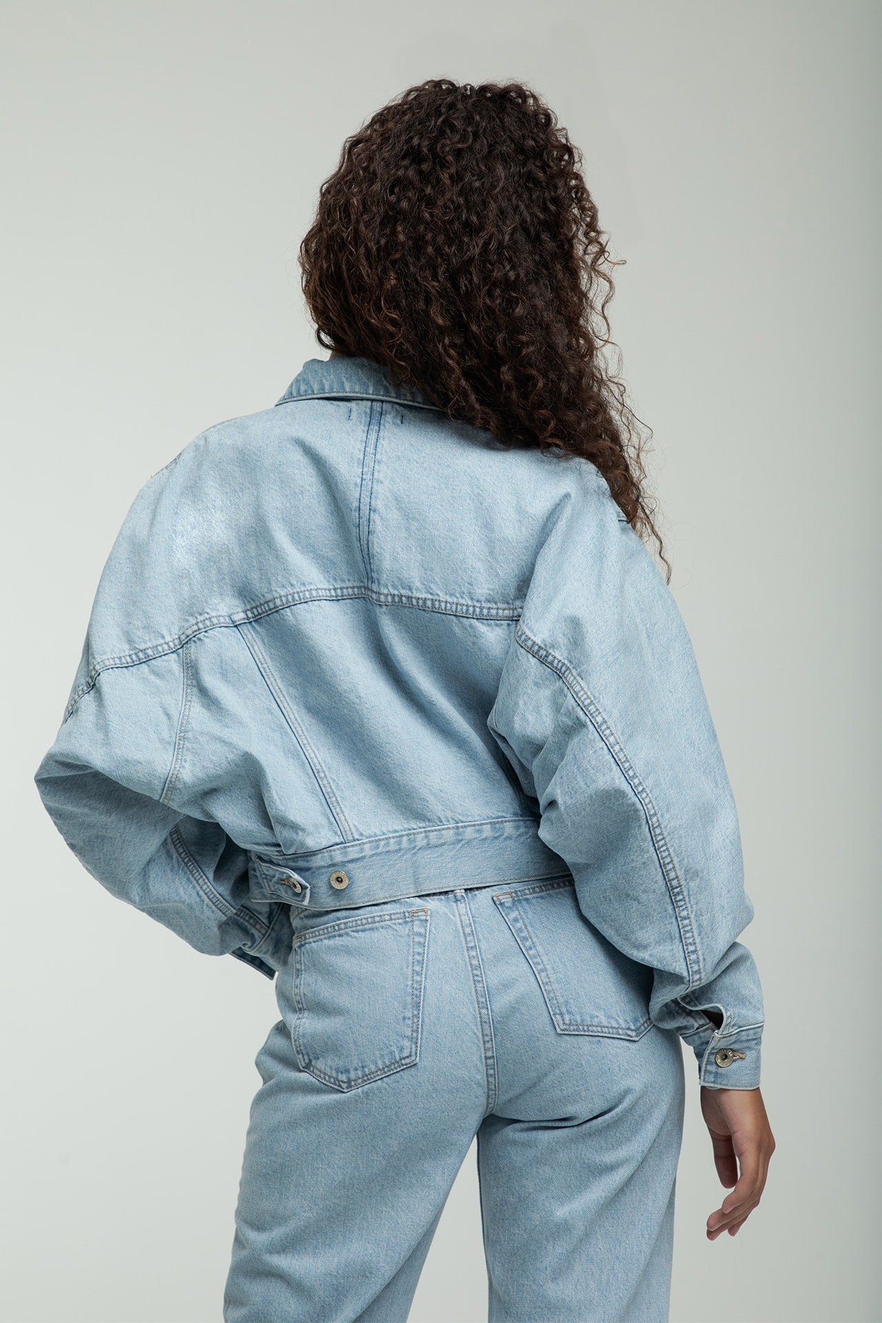 Dolman Sleeve Jacket - Light Blue model back