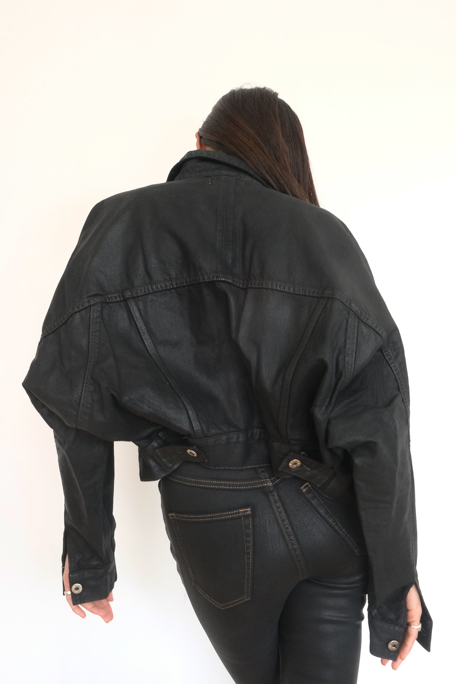 VTG Preston & York oversized black buy leather suede burnout dolman sleeve jacket