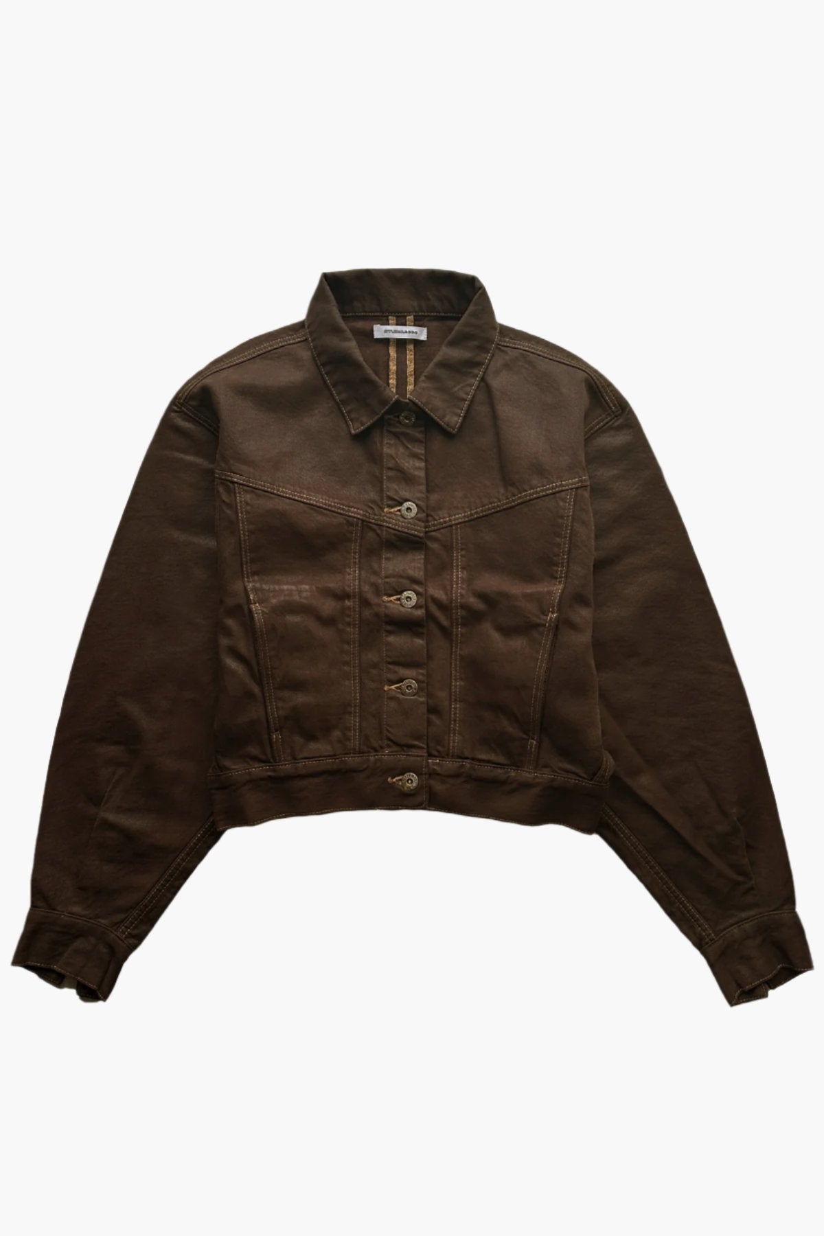 Coated Dolman Sleeve Jacket Dark Brown