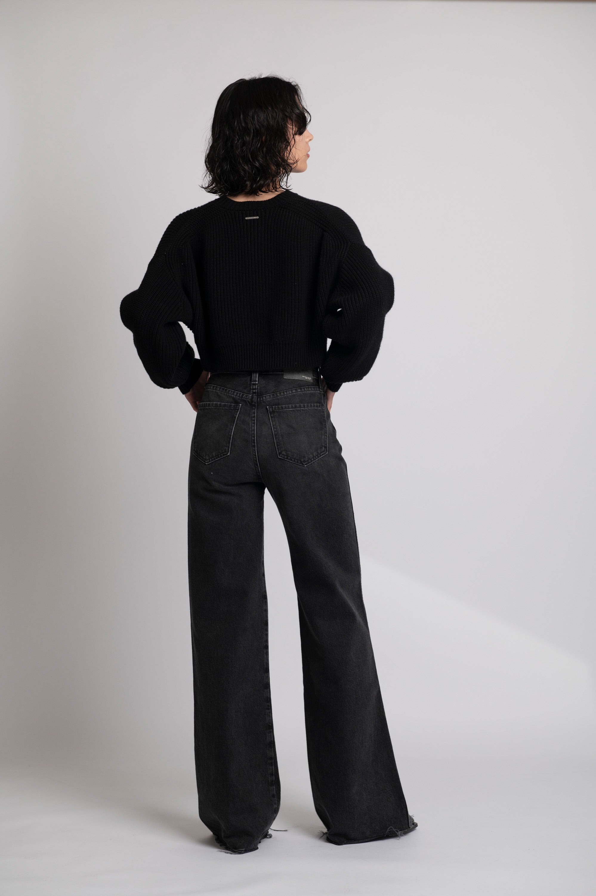 NOREMID WIDE RIGID DENIM PANTS – BLACK Rigid Wide Leg Black