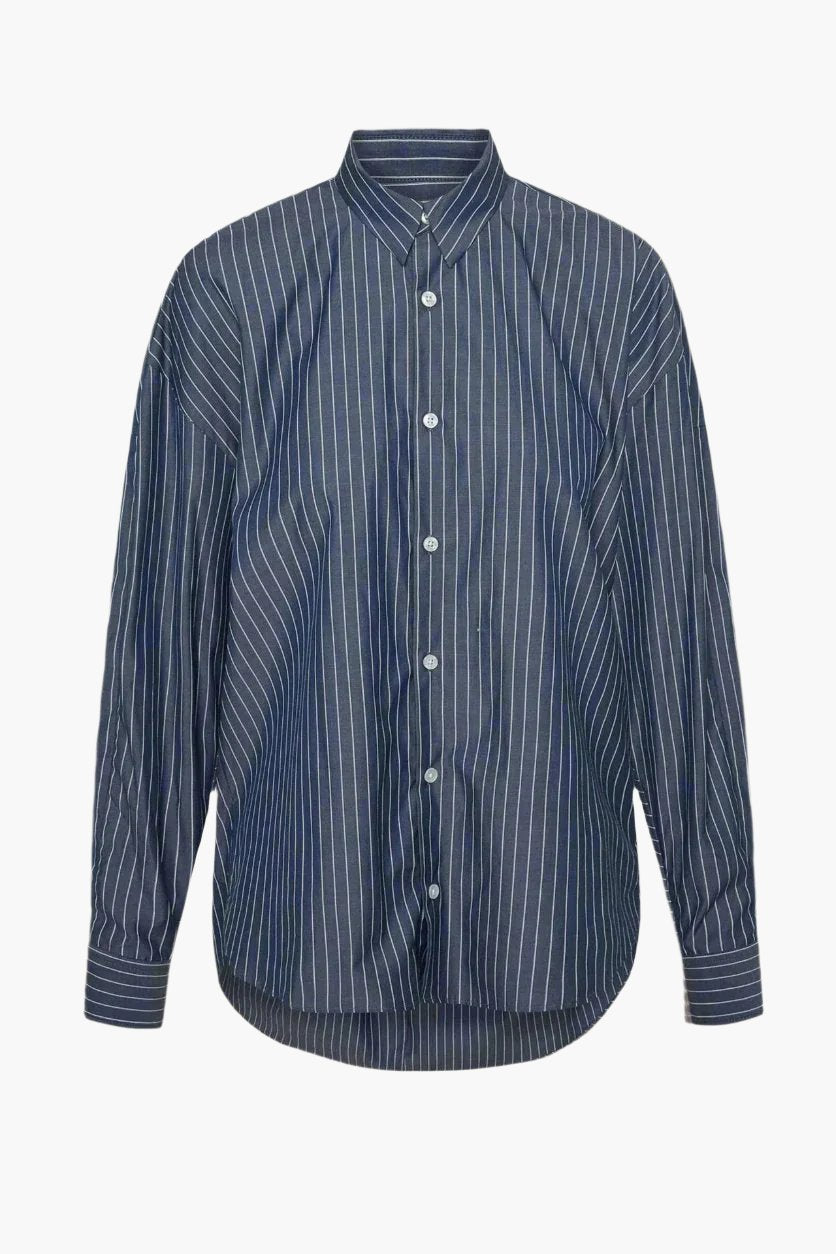 Boyfriend Shirt - Navy Stripe Front