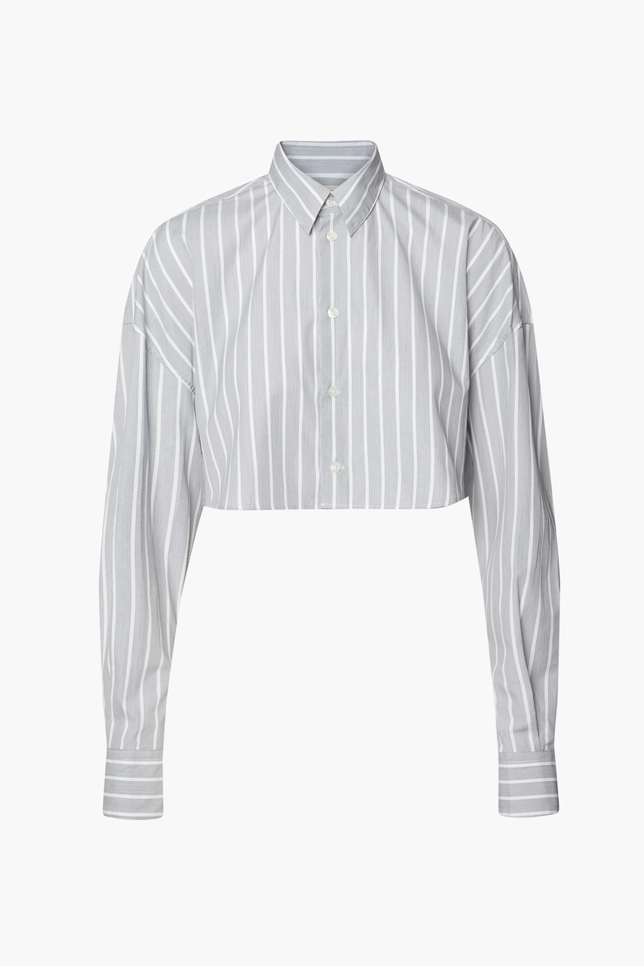 Cropped Shirt - Grey Stripe 