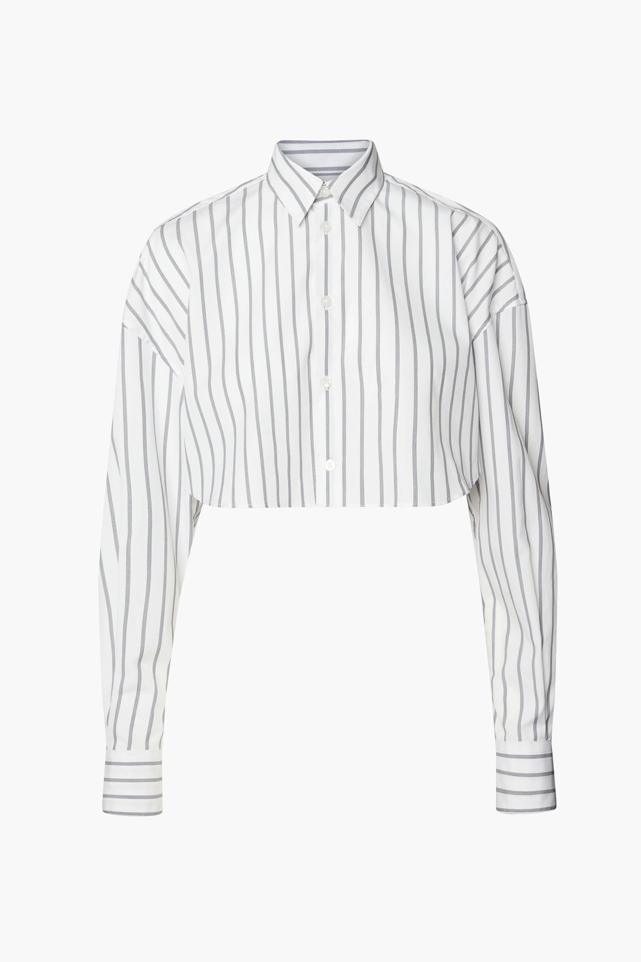 Cropped Shirt - White Stripe