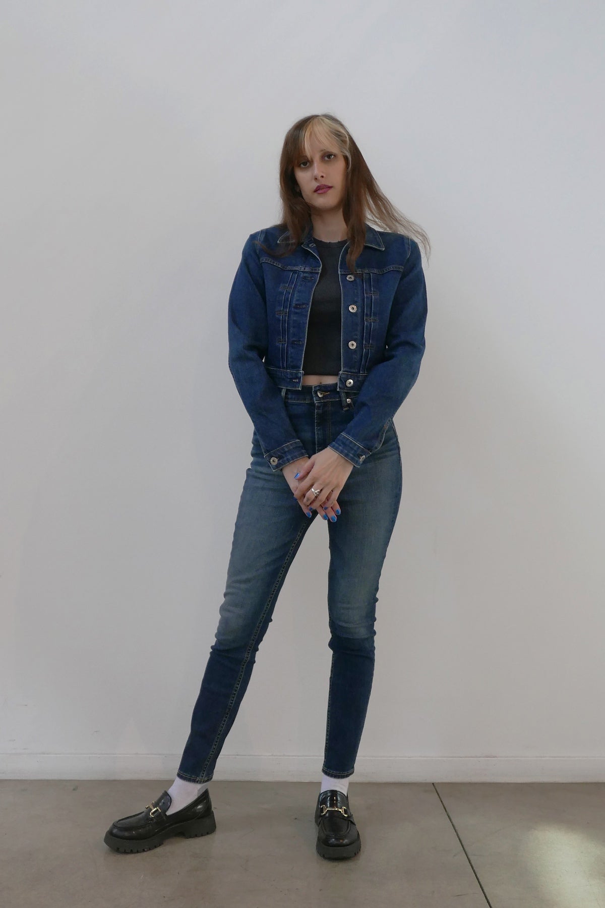 High Rise Skinny - Dark Indigo Model front