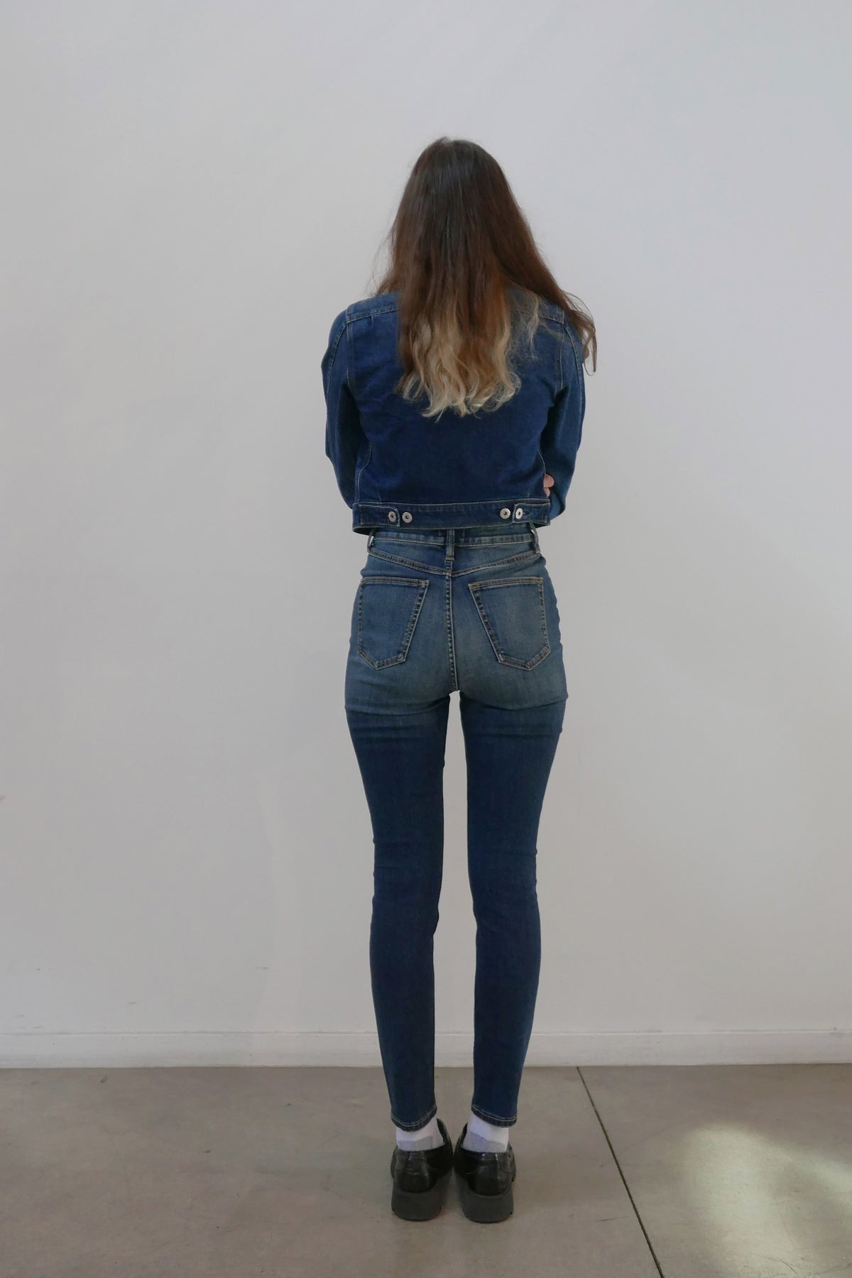 High Rise Skinny - Dark Indigo Model full back